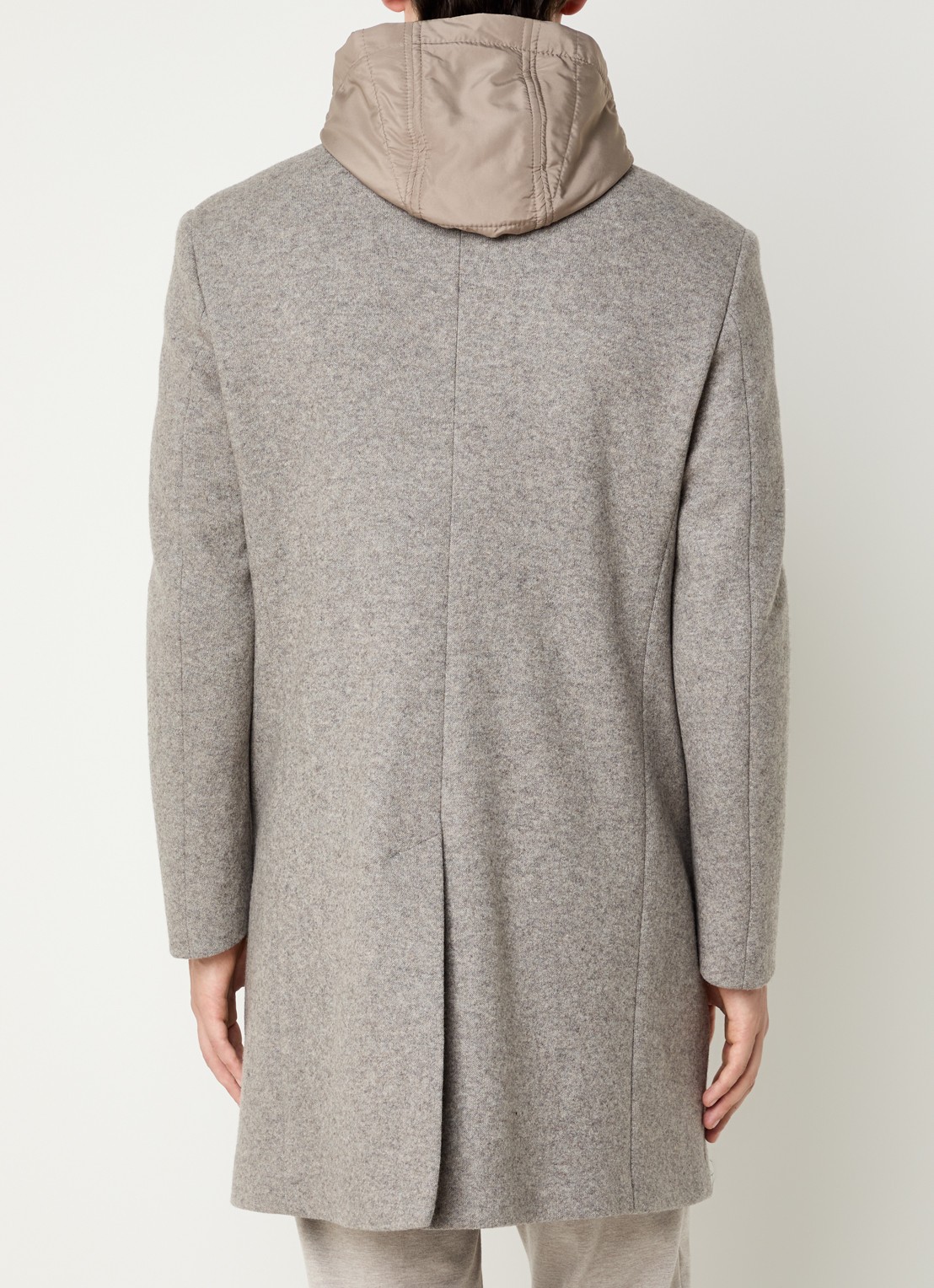 Boggi Milano Mantel in wolblend met uitneembare voering - achterkant 2 taupe