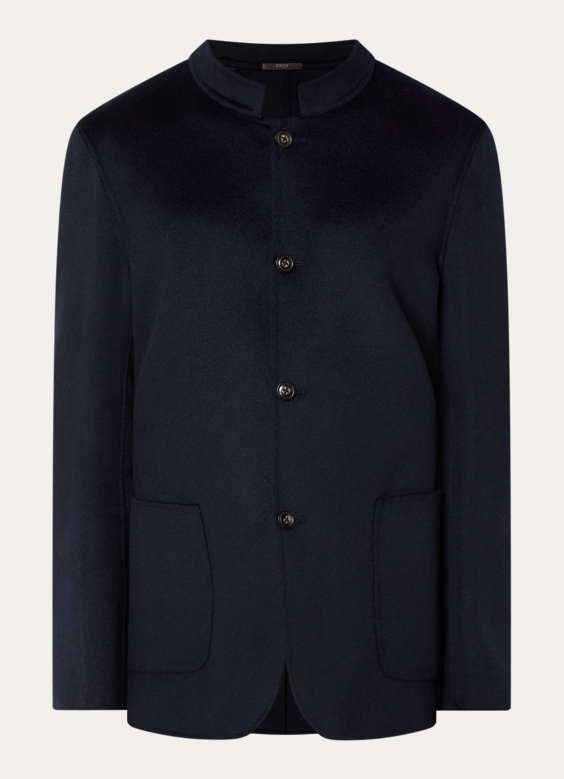 Boggi Milano Mantel van wol met opstaande kraag - voorkant 2 donkerblauw