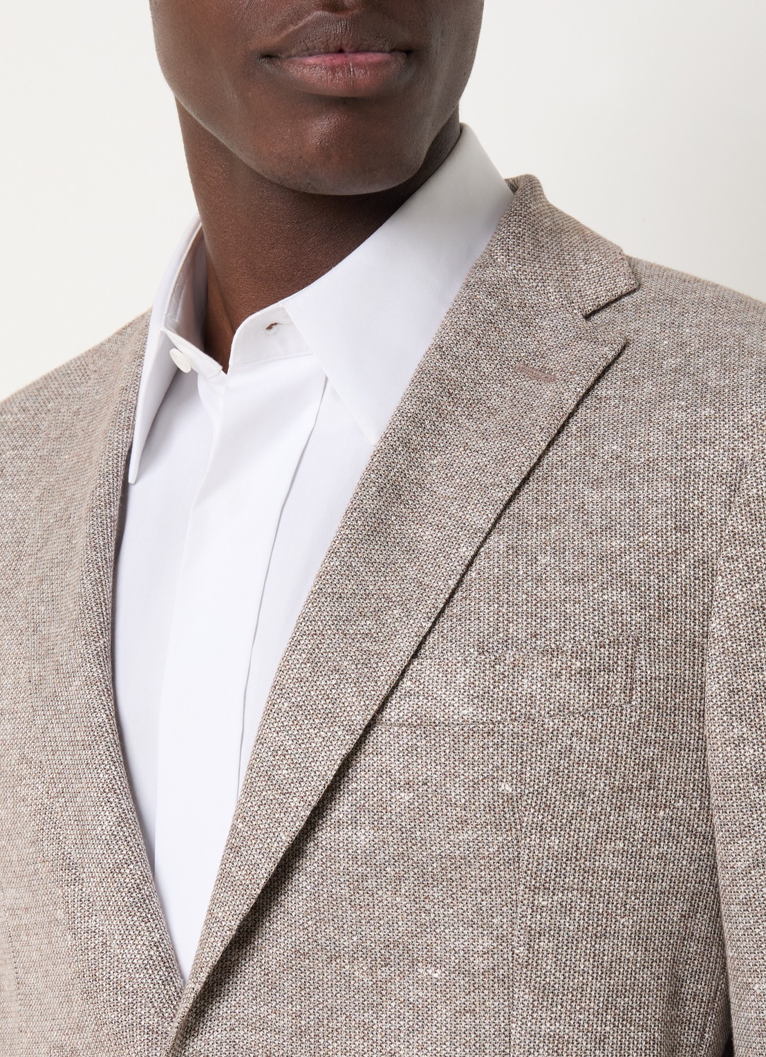 Boggi Milano Melange regular fit colbert in linnenblend met opgestikte zakken - detail 5 donkerbeige