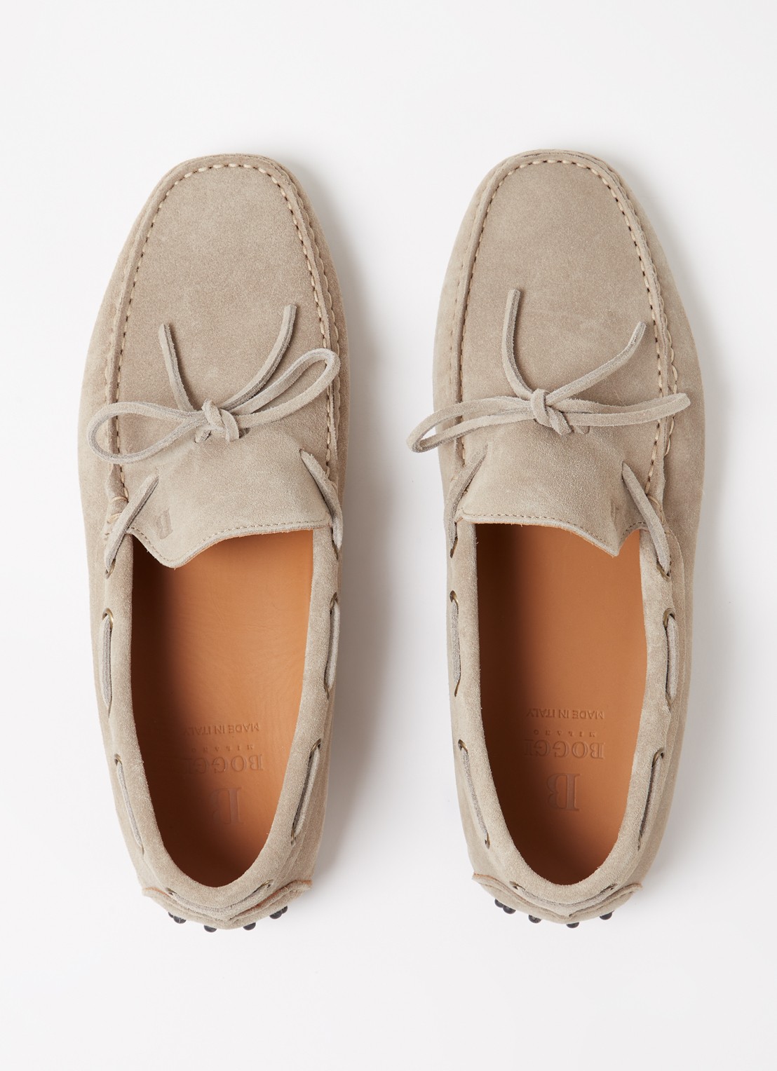 Boggi Milano Mocassin van suède - detail 4 zand