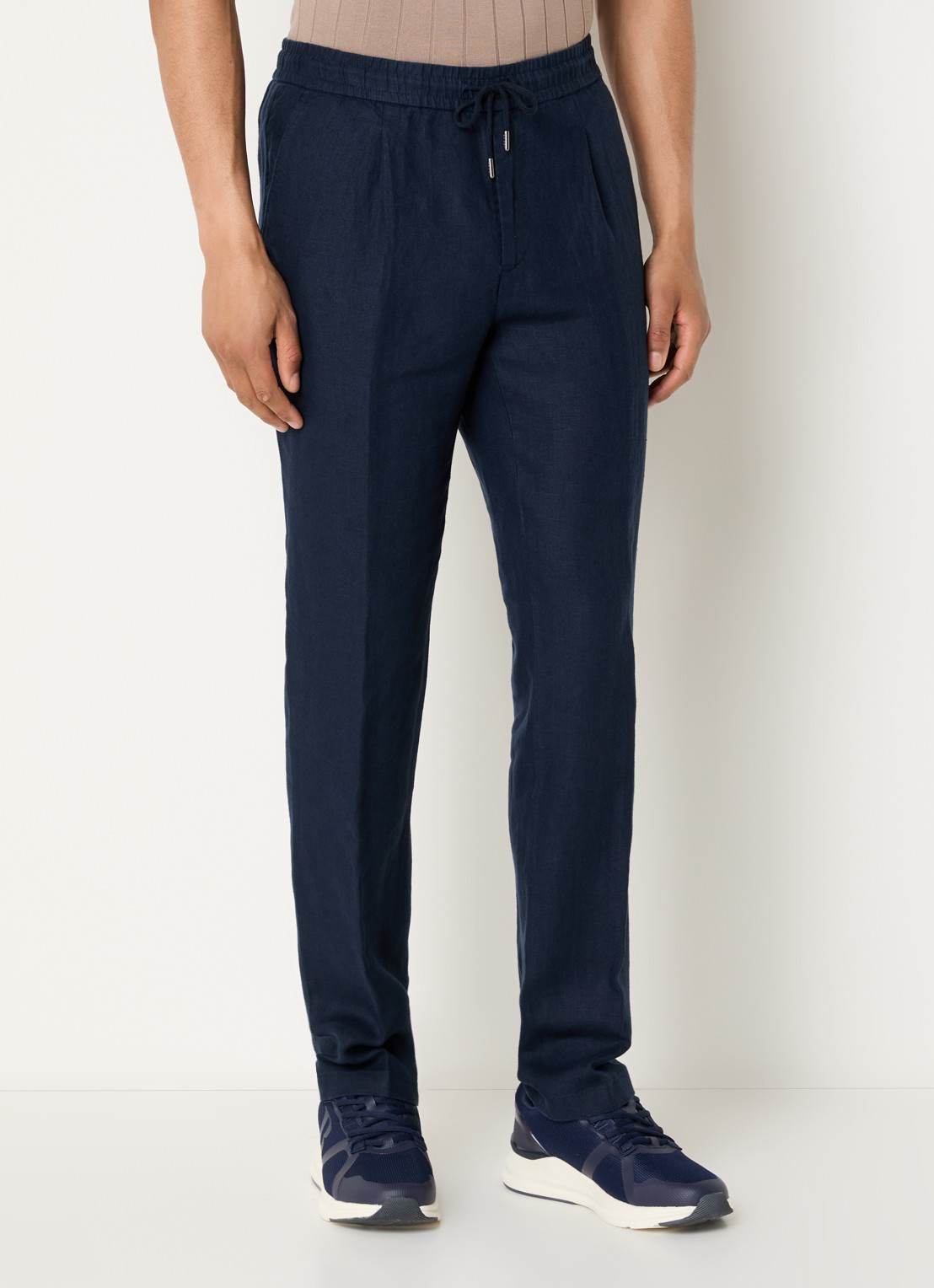 Boggi Milano Pantalon van linnen met steekzakken - detail 4 donkerblauw