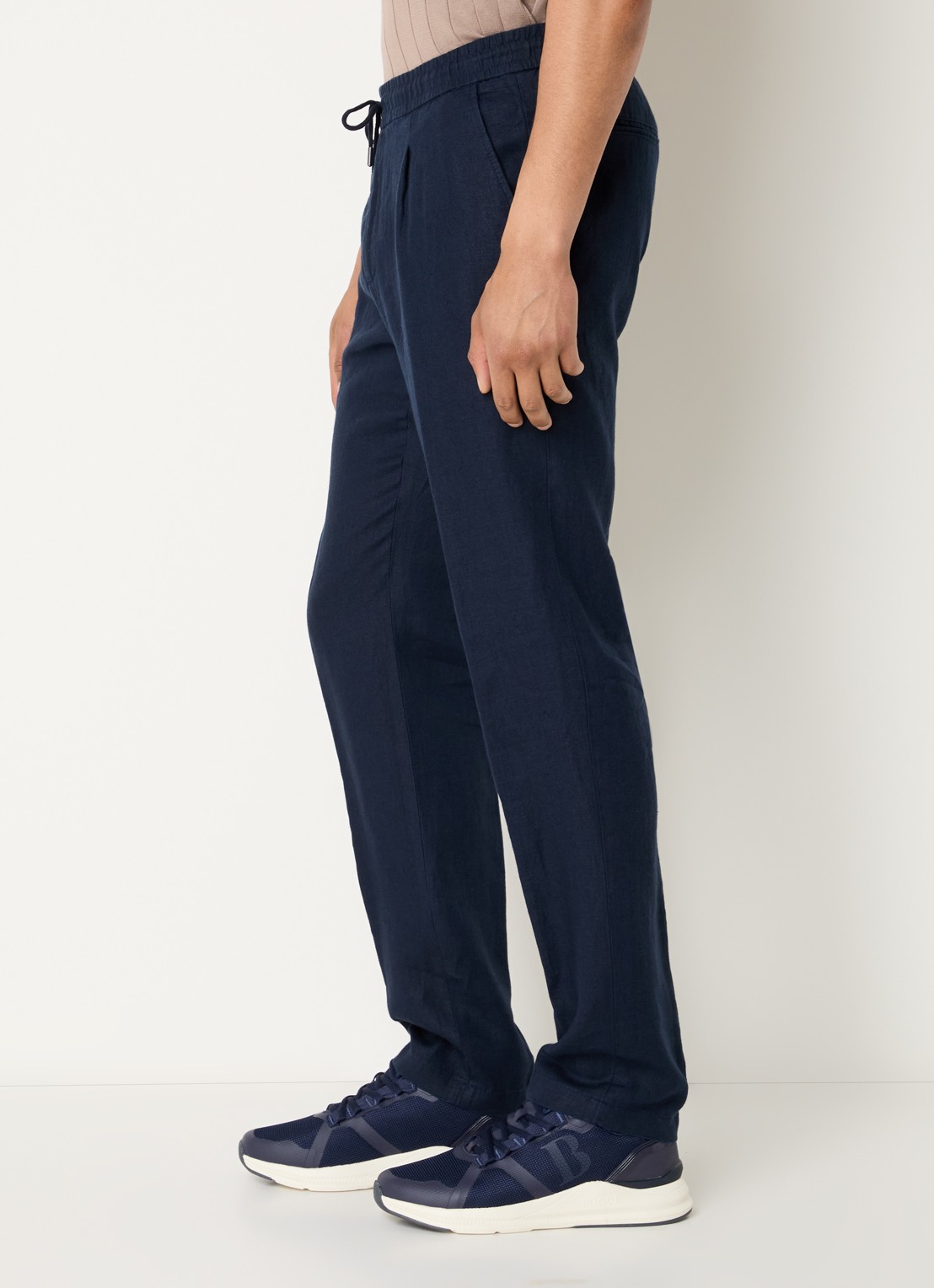 Boggi Milano Pantalon van linnen met steekzakken - detail 5 donkerblauw