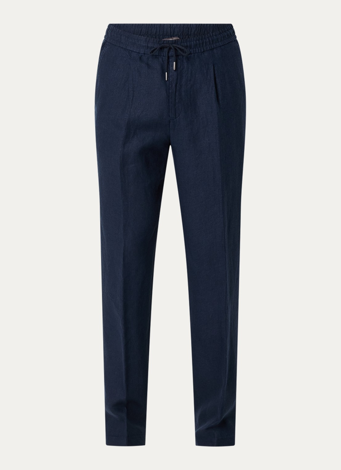 Boggi Milano Pantalon van linnen met steekzakken - voorkant 2 donkerblauw