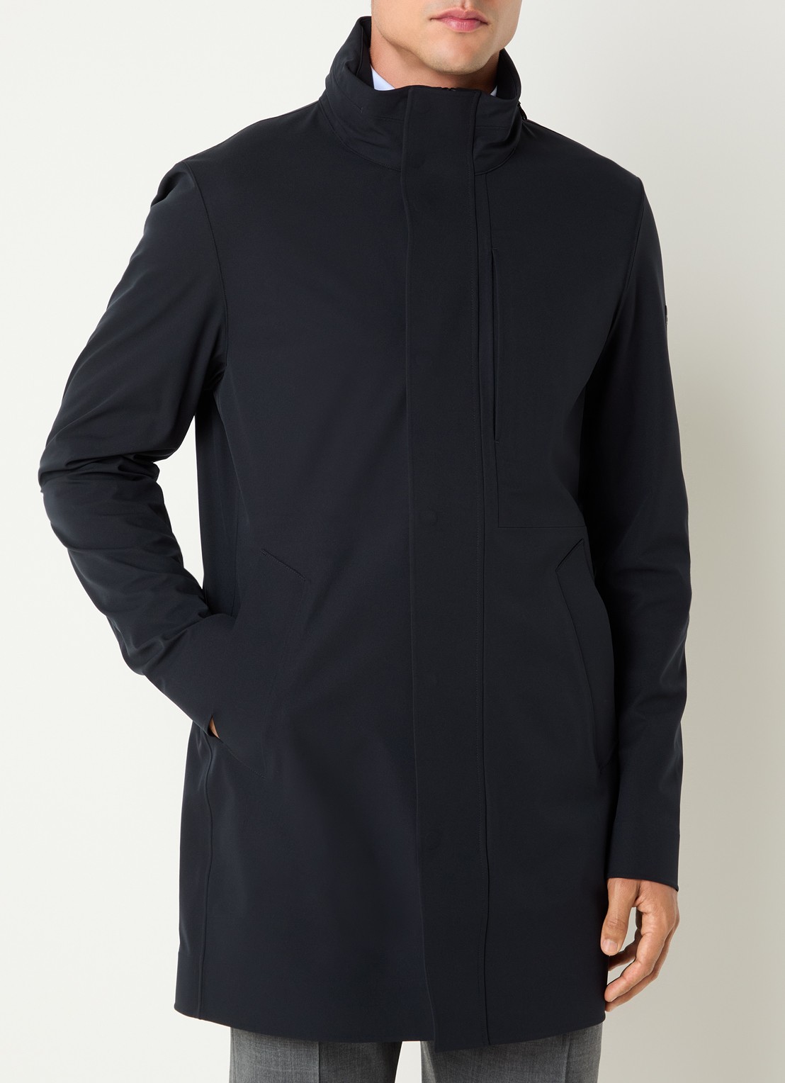 Boggi Milano Parka met klepzakken - detail donkerblauw