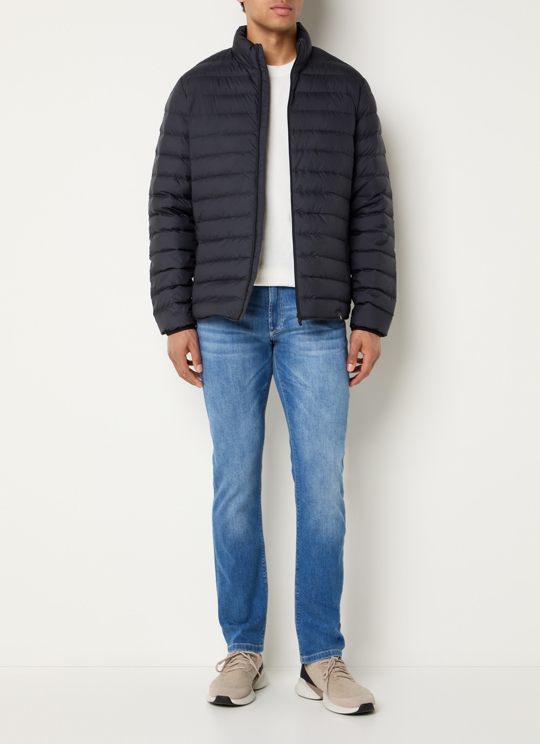 Boggi Milano Puffer jack met donsvulling en ritszakken - voorkant 2 donkerblauw