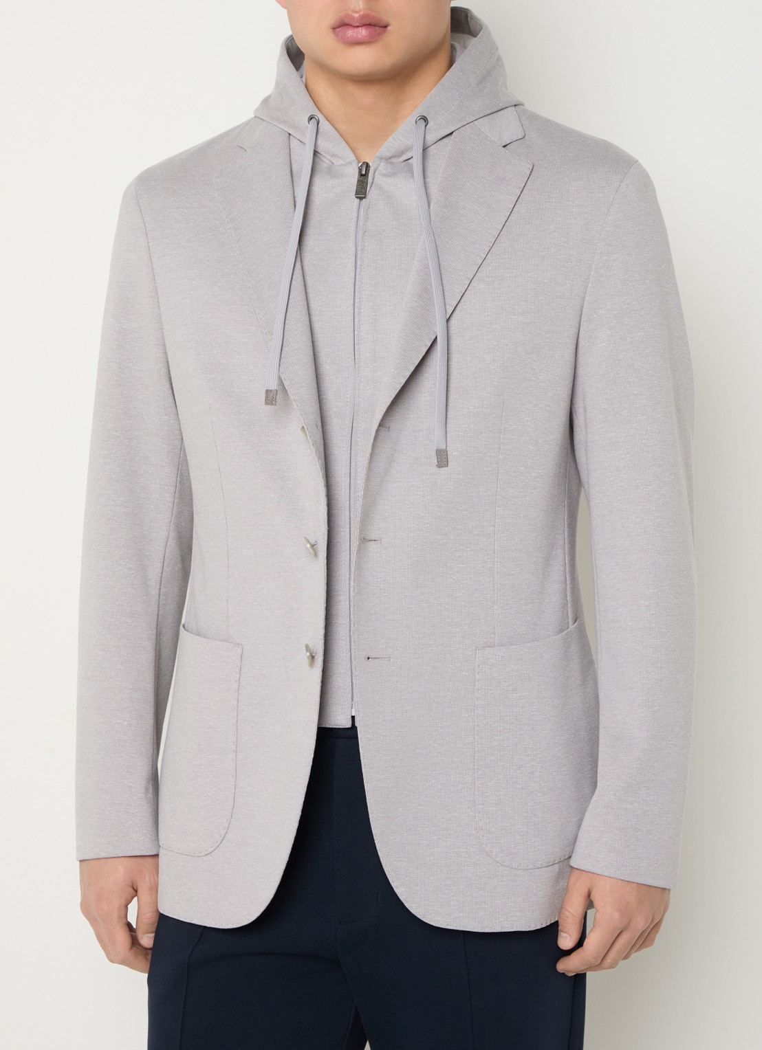 Boggi Milano Regular fit colbert in linnenblend met uitneembare voering - detail lichtgrijs