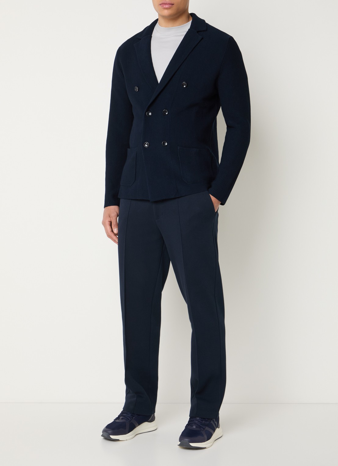 Boggi Milano Regular fit colbert met opgestikte zakken - voorkant 2 donkerblauw