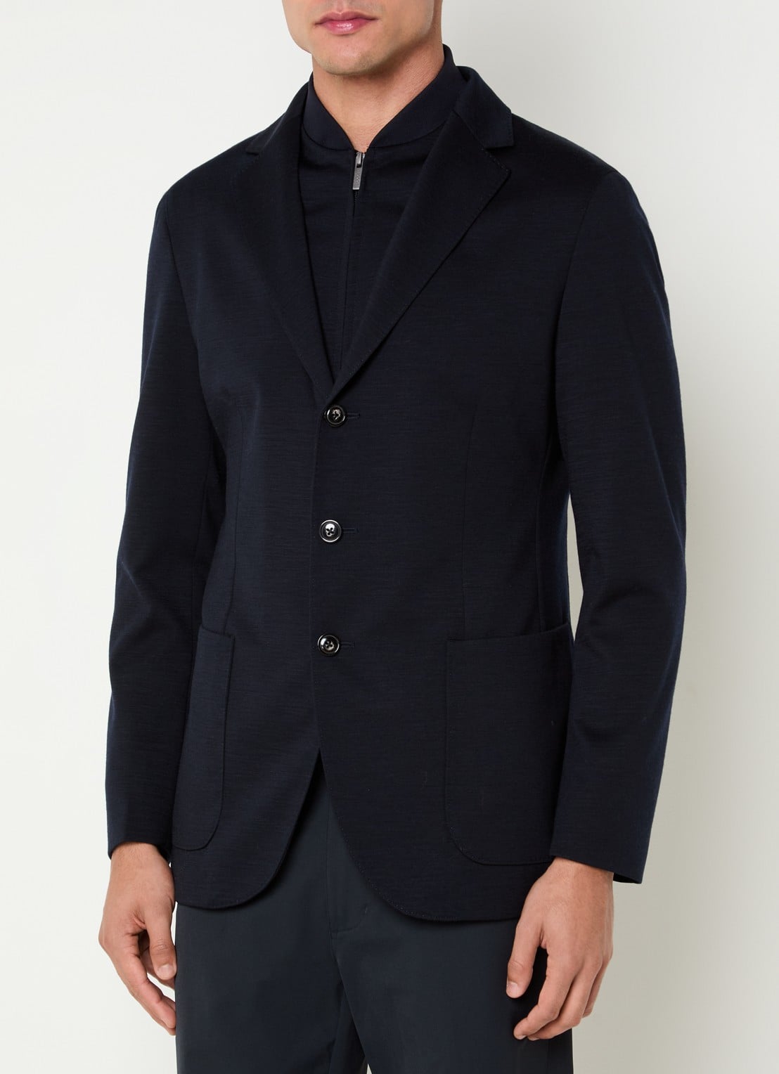 Boggi Milano Regular fit colbert met opgestikte zakken - detail 3 donkerblauw