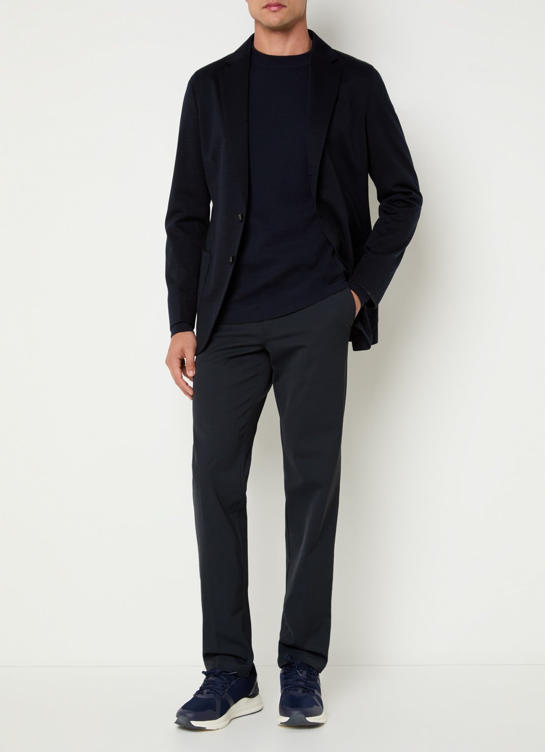 Boggi Milano Regular fit colbert met opgestikte zakken - voorkant 2 donkerblauw