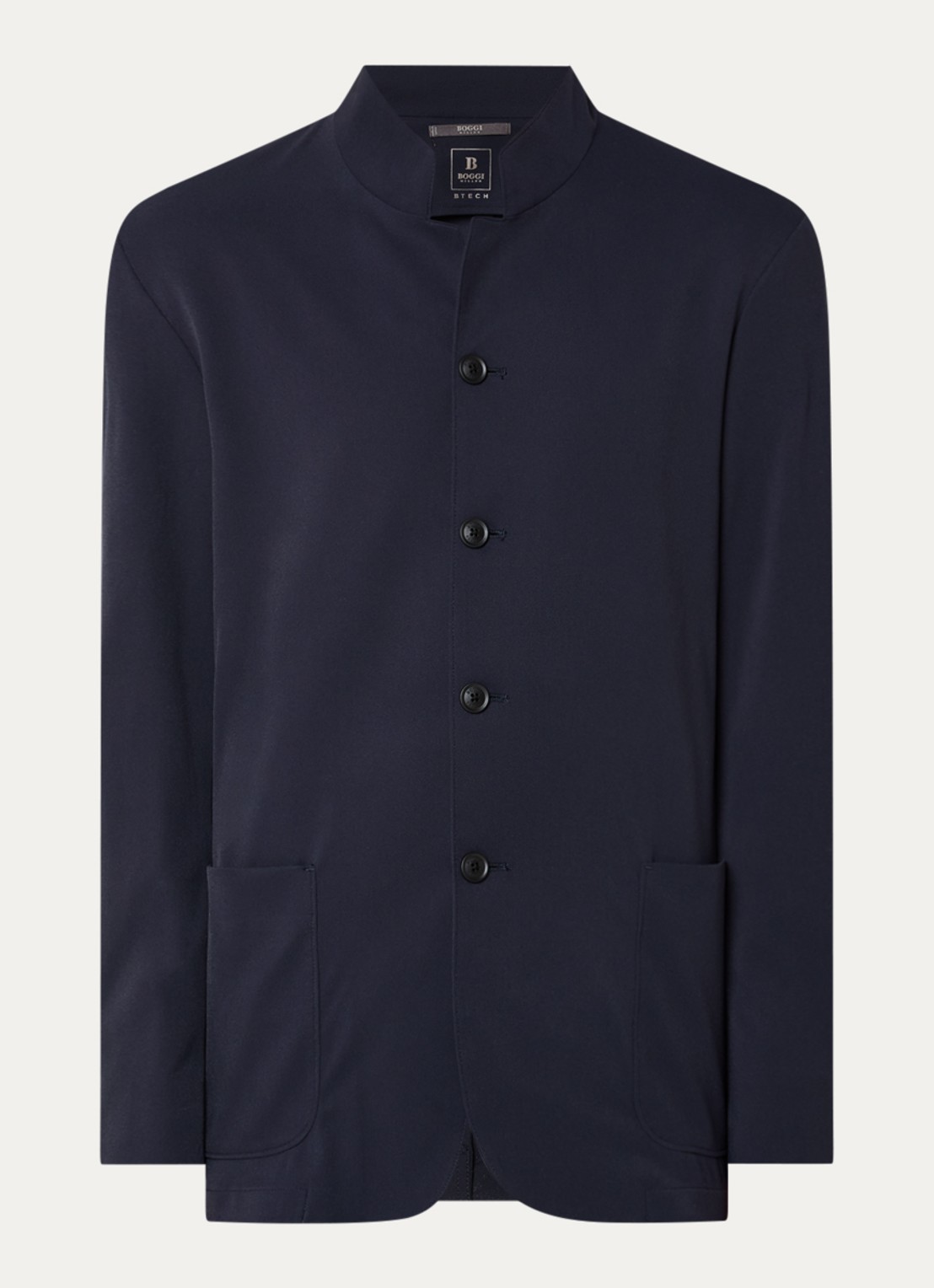 Boggi Milano Regular fit colbert met opgestikte zakken - voorkant 2 donkerblauw