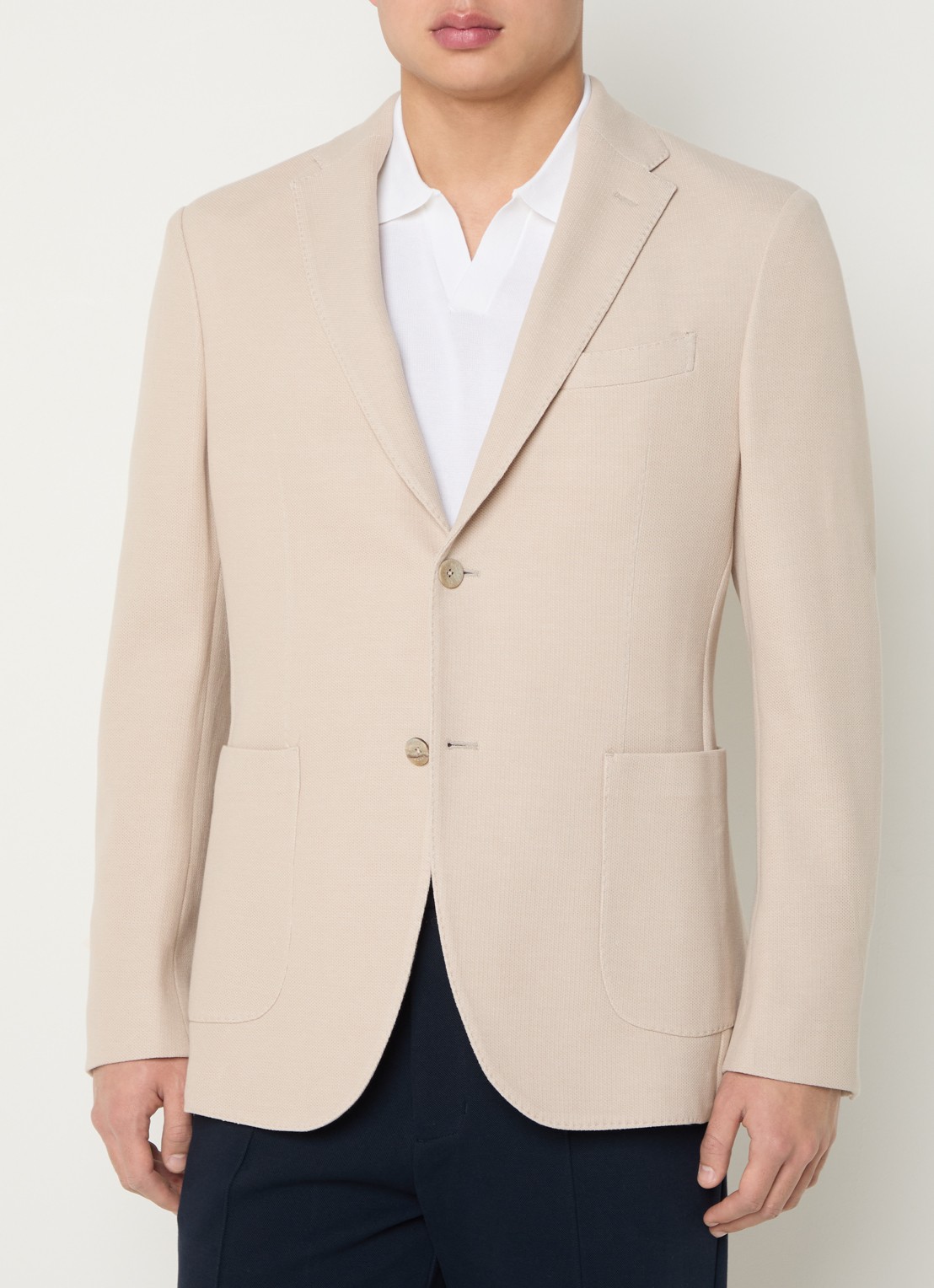 Boggi Milano Regular fit colbert met opgestikte zakken - detail 2 zand