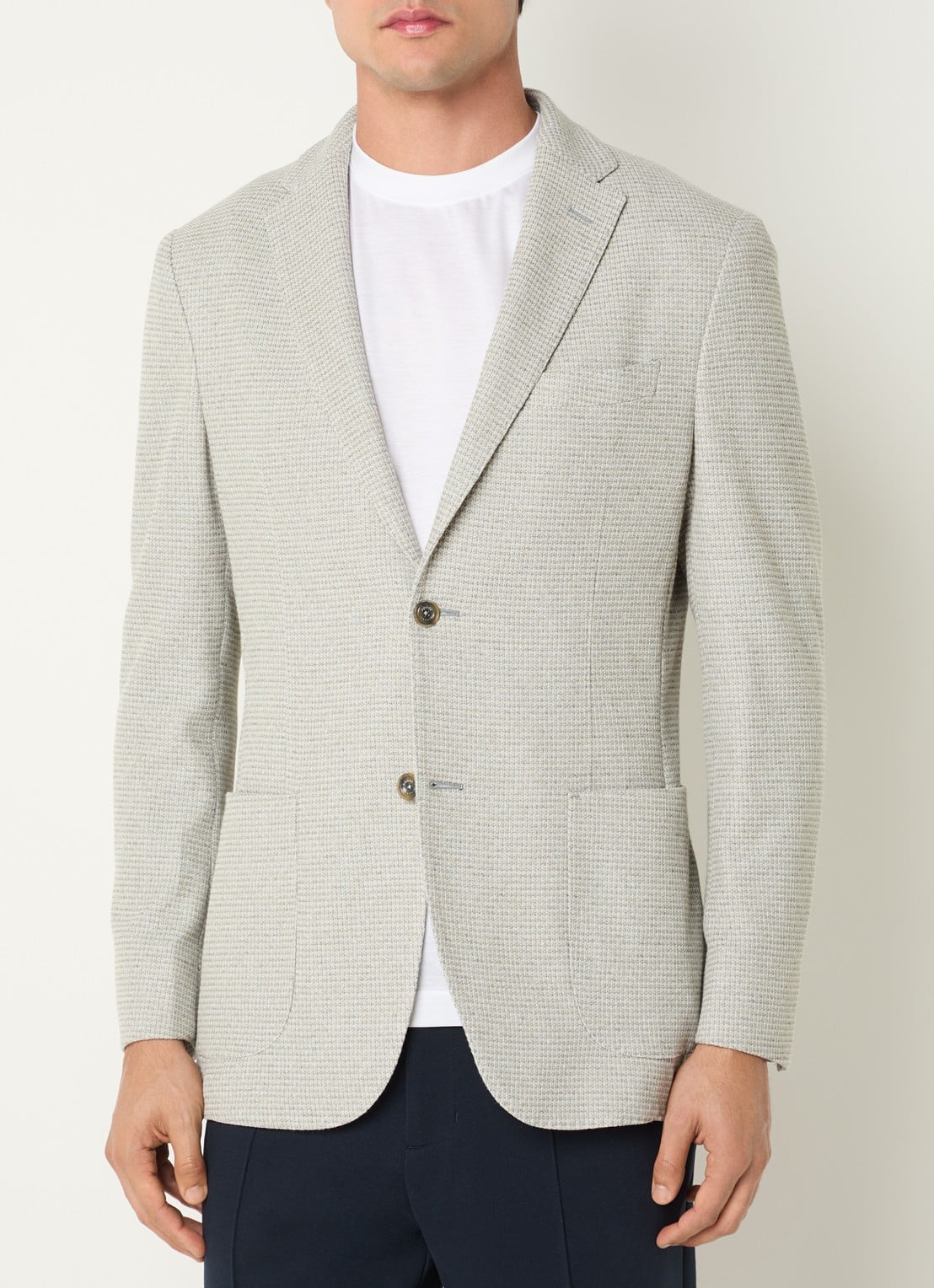 Boggi Milano Regular fit colbert met opgestikte zakken - detail lindegroen