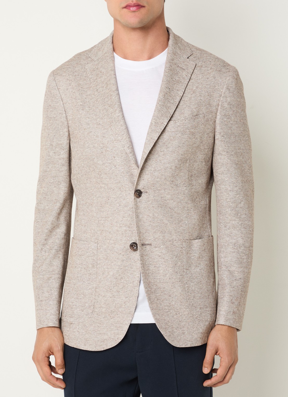 Boggi Milano Regular fit colbert met opgestikte zakken - detail donkerbeige