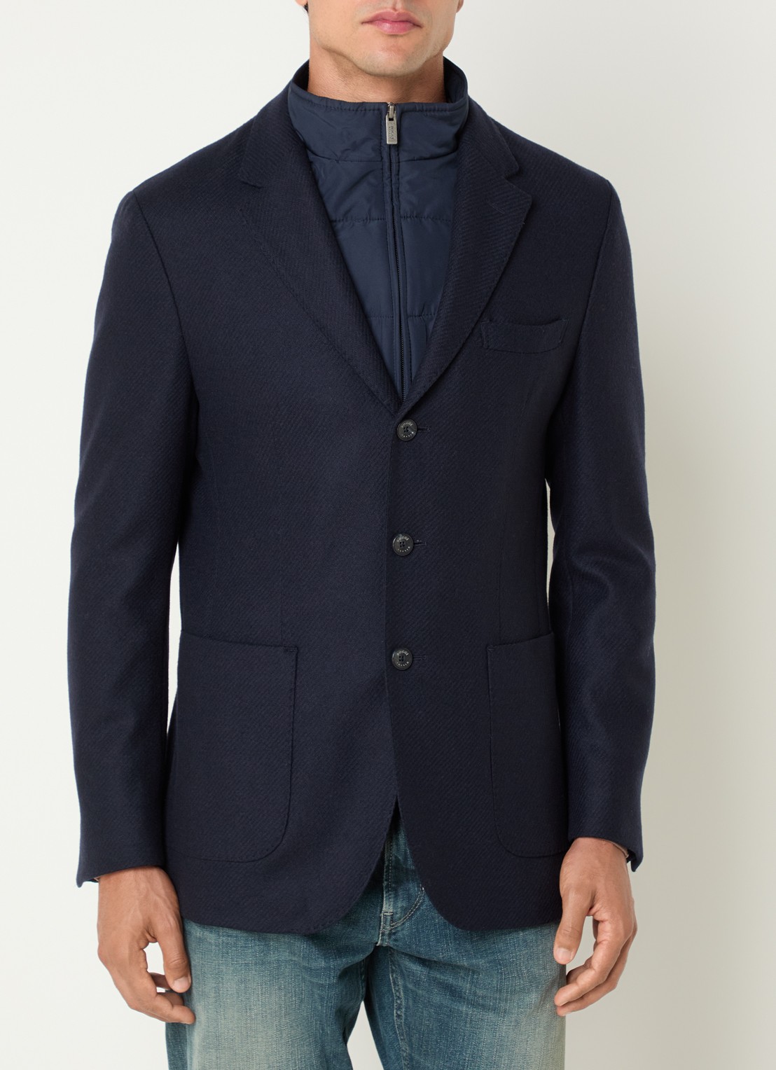 Boggi Milano Regular fit colbert met uitneembare voering - detail 3 donkerblauw