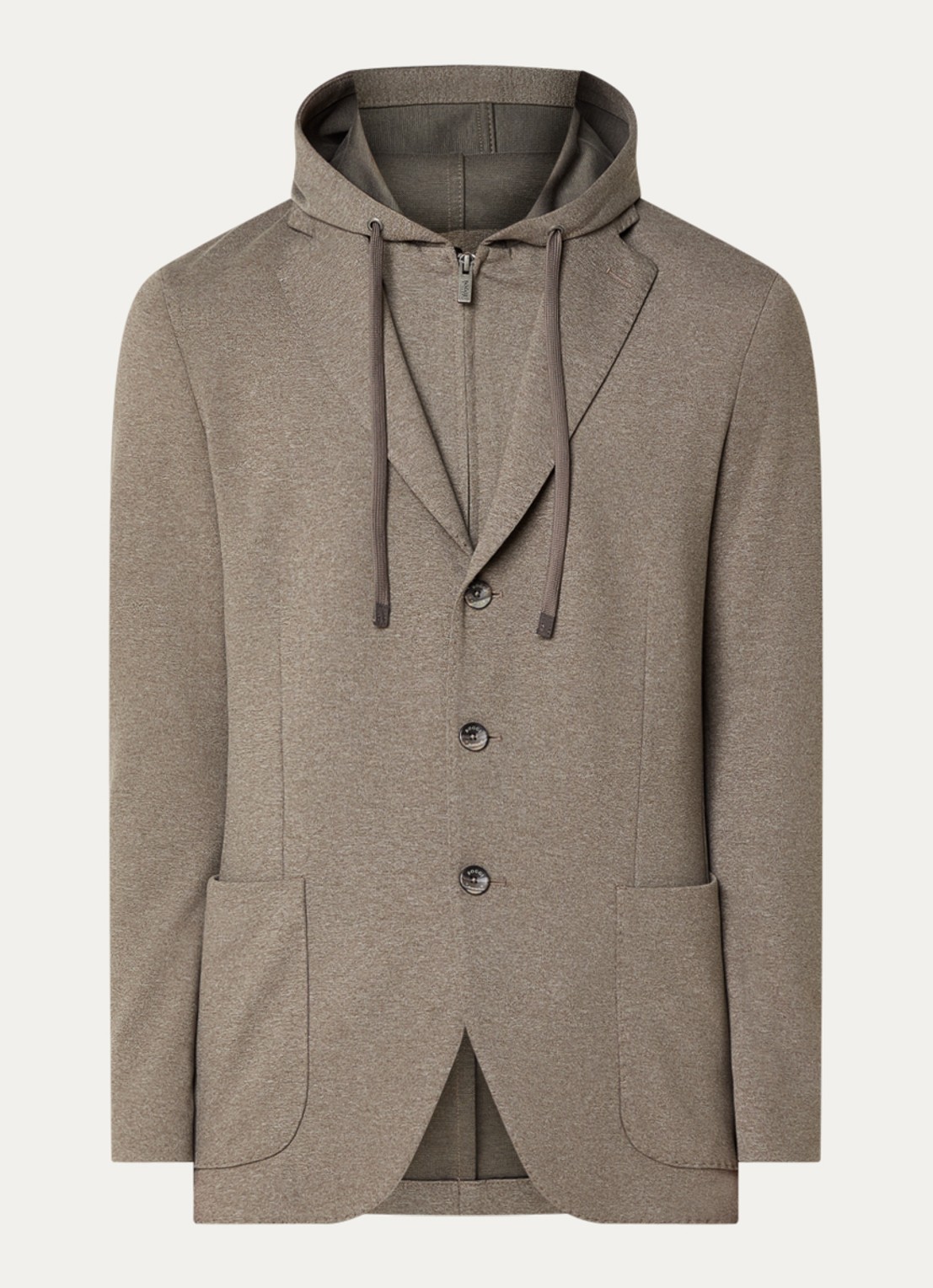 Boggi Milano Regular fit colbert van jersey met uitneembare voering - voorkant 2 beige