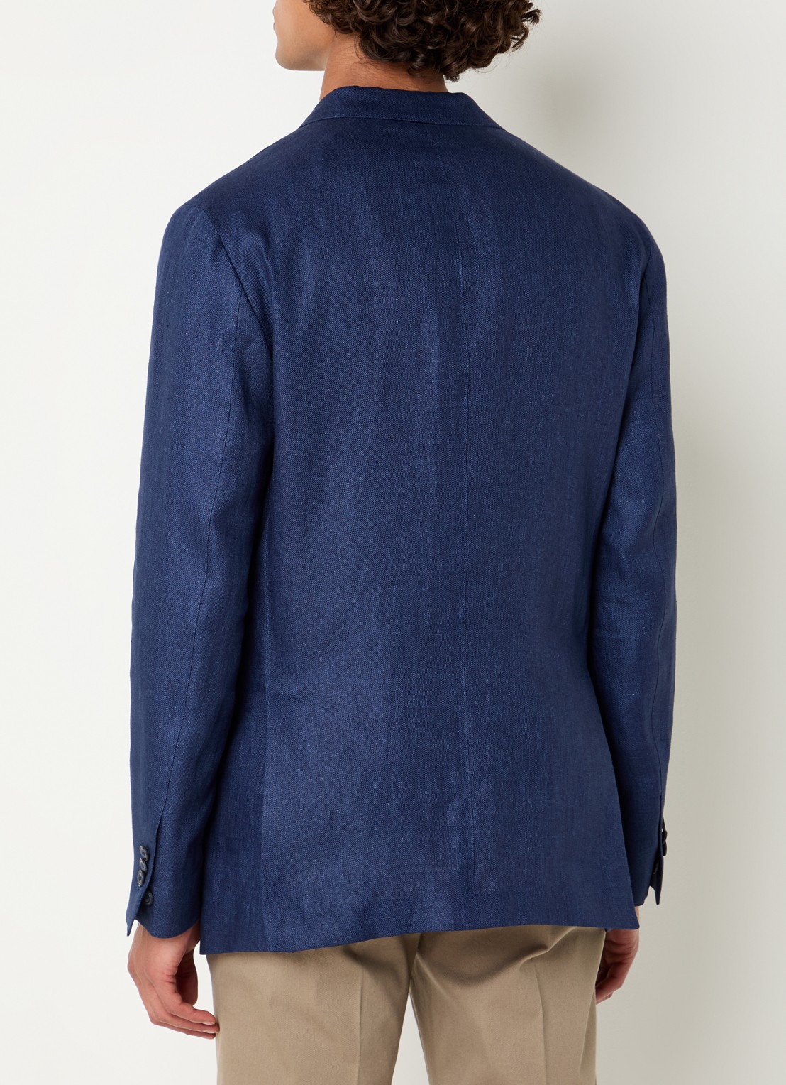 Boggi Milano Regular fit colbert van linnen met klepzakken - achterkant 4 donkerblauw