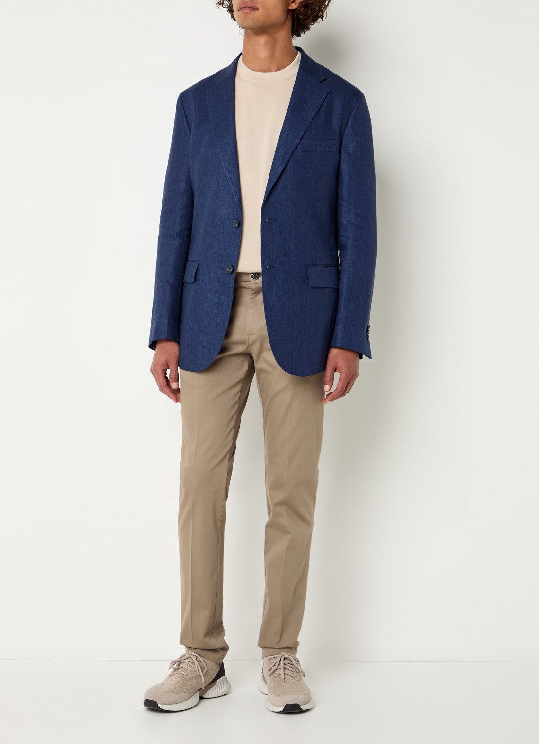 Boggi Milano Regular fit colbert van linnen met klepzakken - voorkant 3 donkerblauw