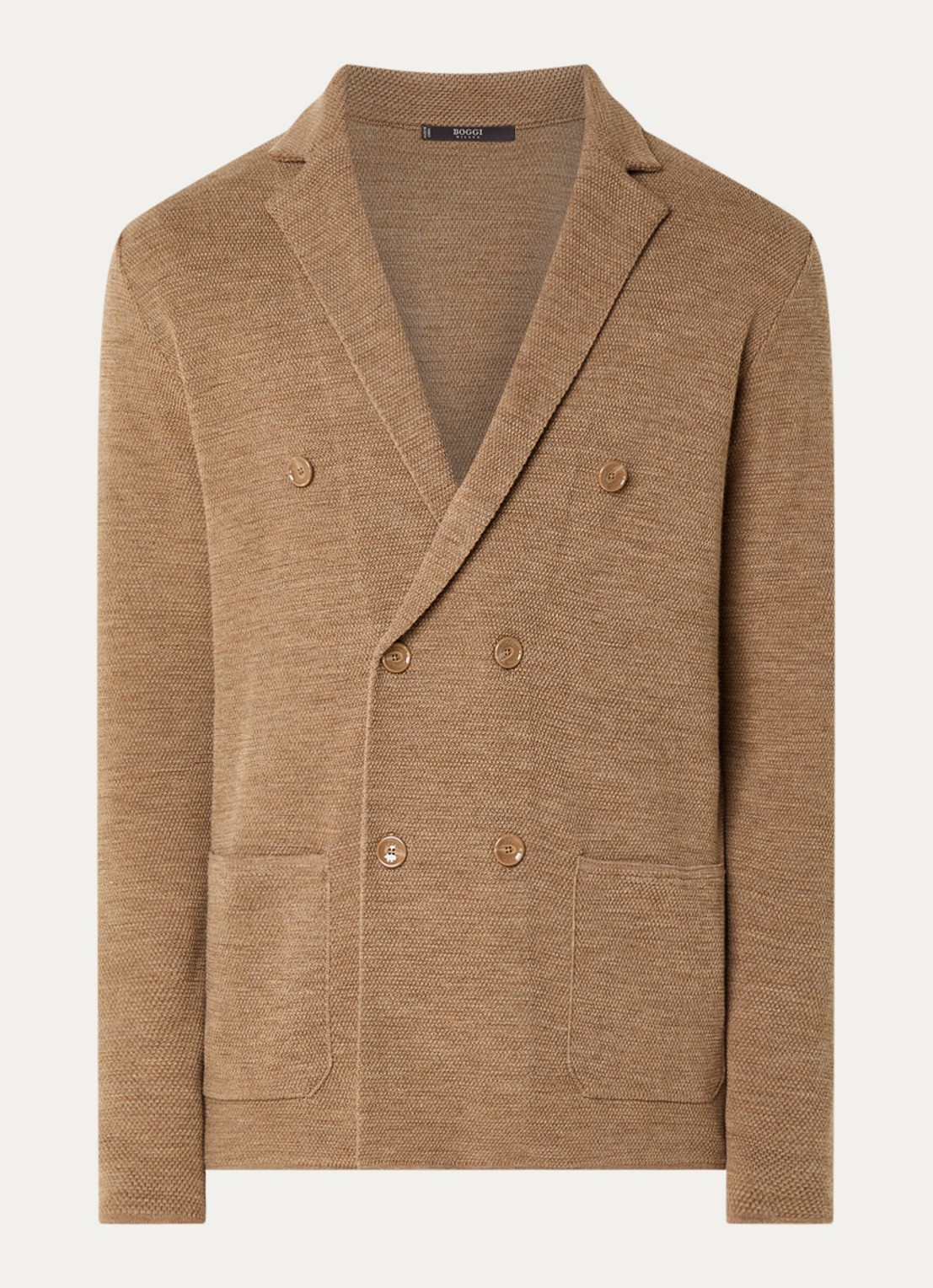 Boggi Milano Regular fit colbert van merino wol met opgestikte zakken - voorkant 2 roestbruin