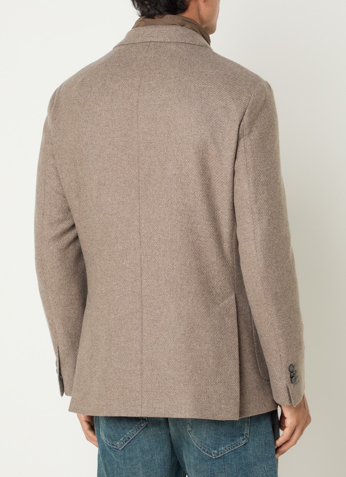 Boggi Milano Regular fit colbert van wol met opgestikte zakken - achterkant 2 donkerbeige