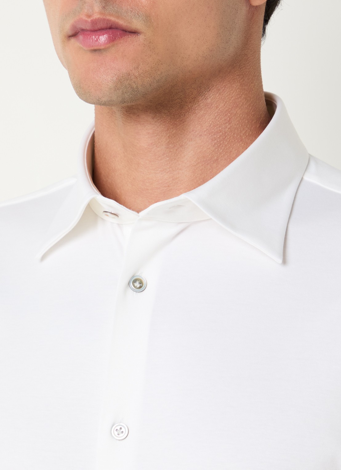 Boggi Milano Regular fit overhemd met kent kraag in zijdeblend - detail 4 wit