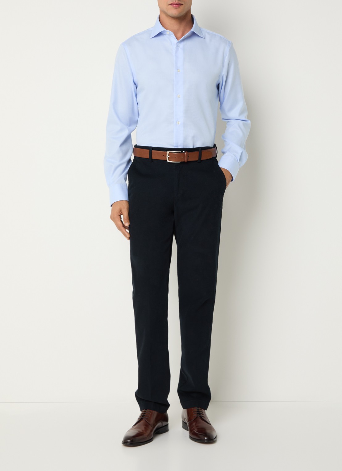 Boggi Milano Regular fit overhemd met print - voorkant 2 lichtblauw