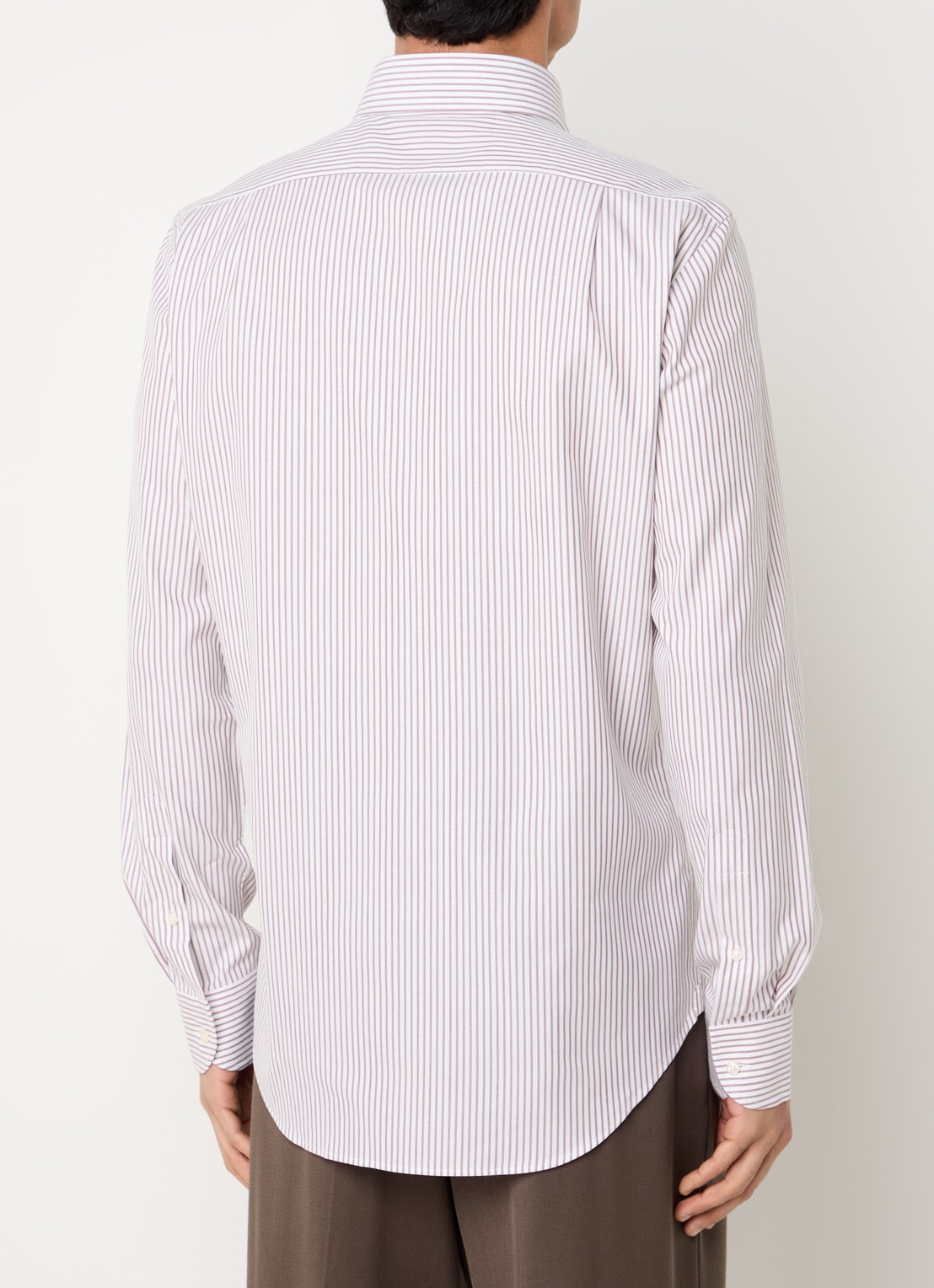 Boggi Milano Regular fit overhemd met streepprint - achterkant bruin