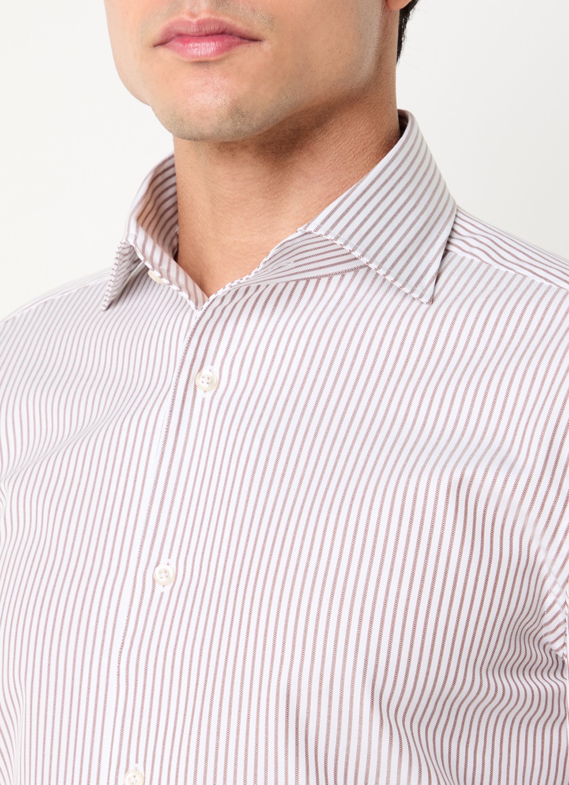 Boggi Milano Regular fit overhemd met streepprint - detail 3 bruin