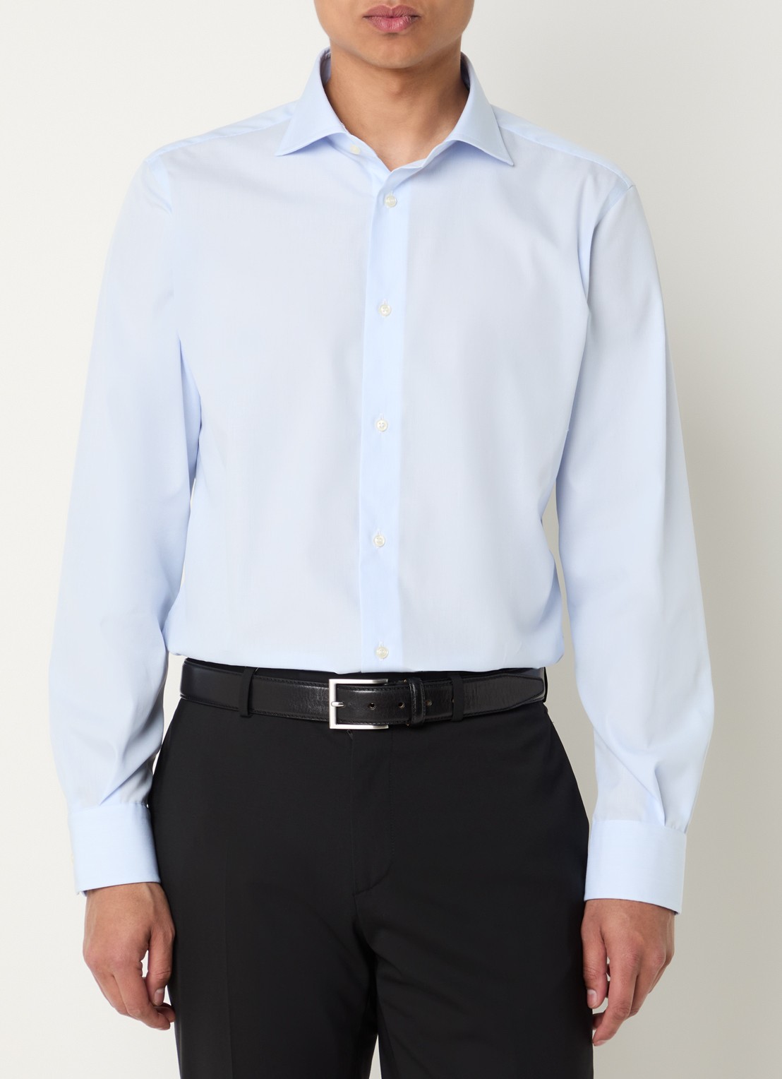 Boggi Milano Regular fit overhemd met streepprint - detail 2 lichtblauw