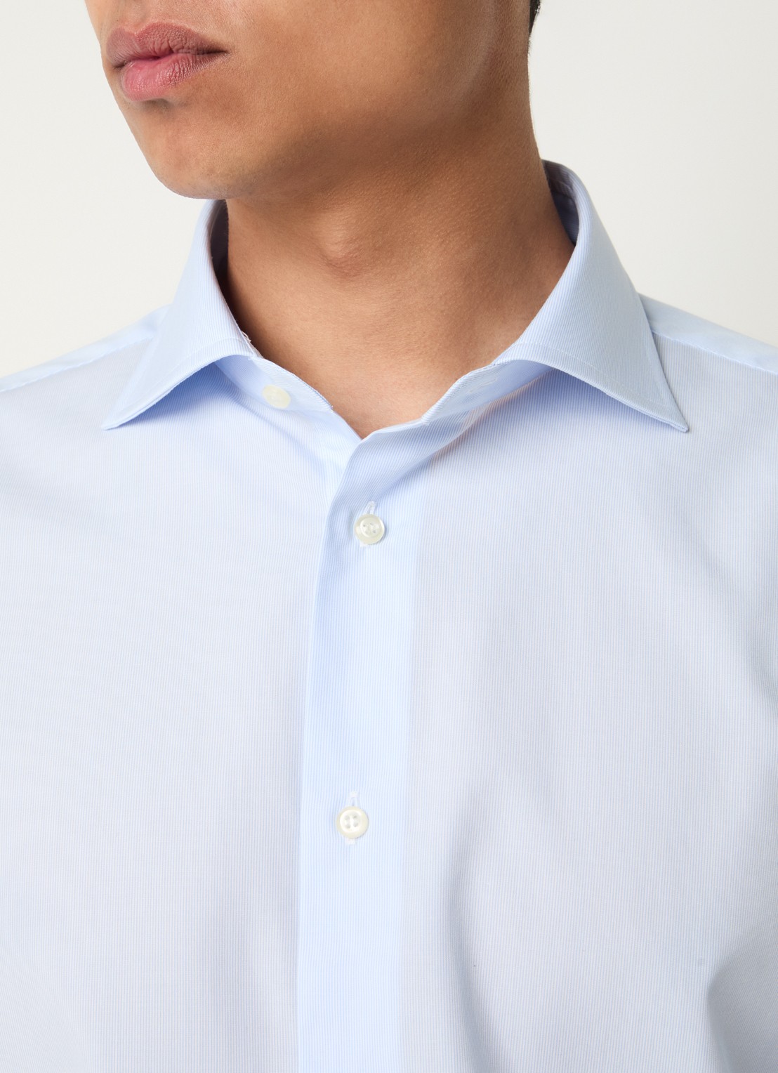 Boggi Milano Regular fit overhemd met streepprint - detail 3 lichtblauw