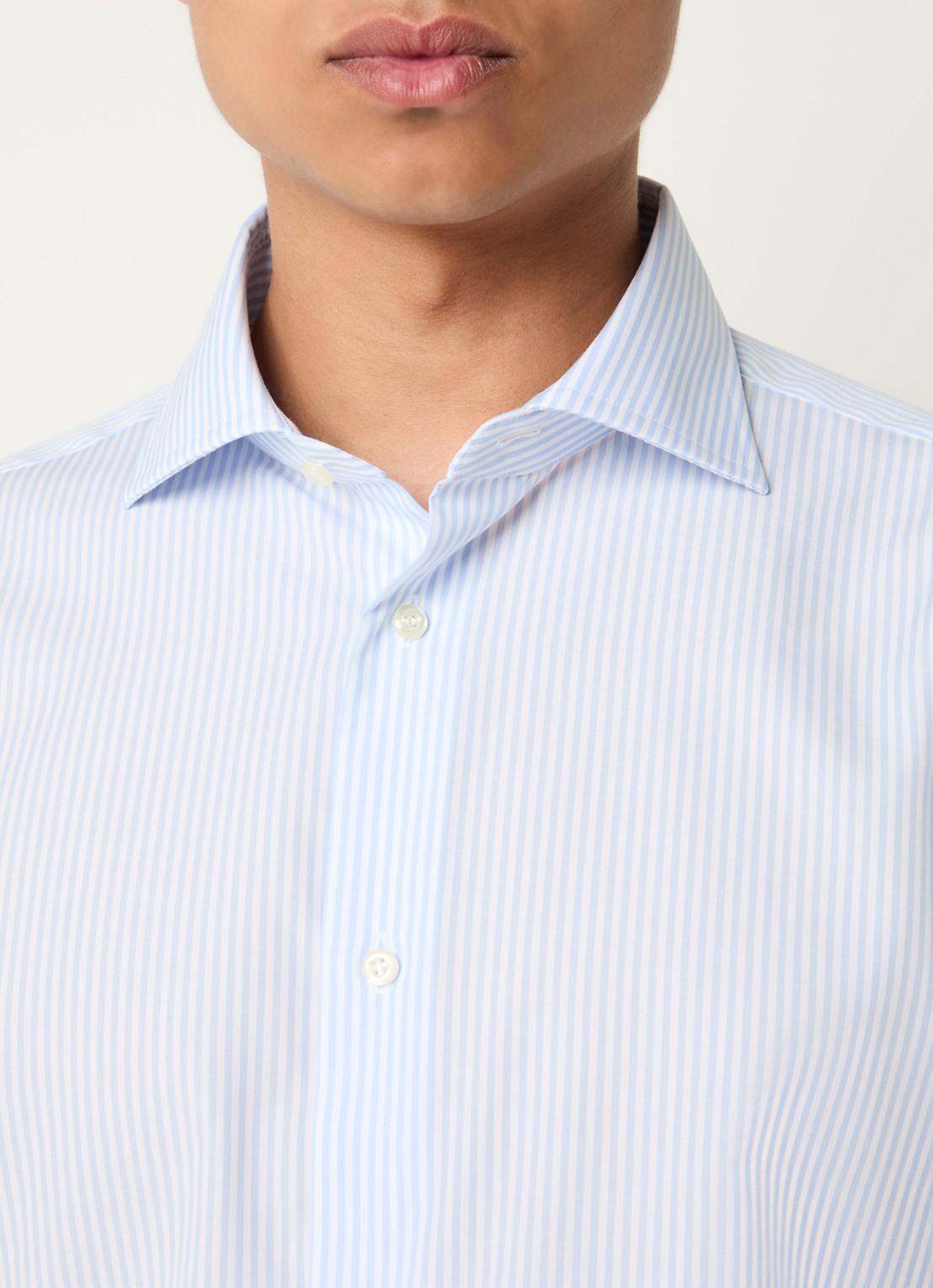 Boggi Milano Regular fit overhemd met streepprint - detail 3 lichtblauw