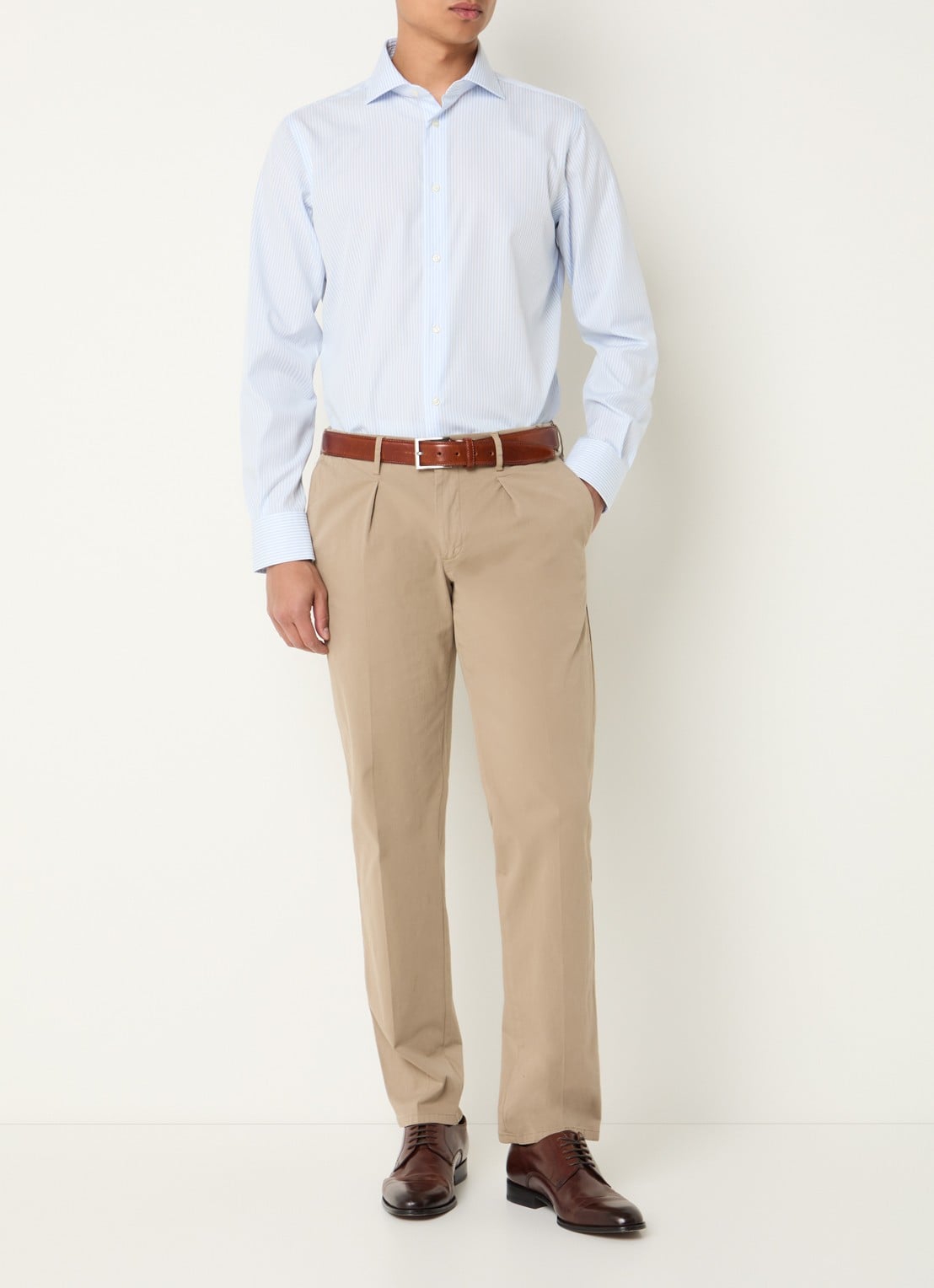 Boggi Milano Regular fit overhemd met streepprint - voorkant 5 lichtblauw