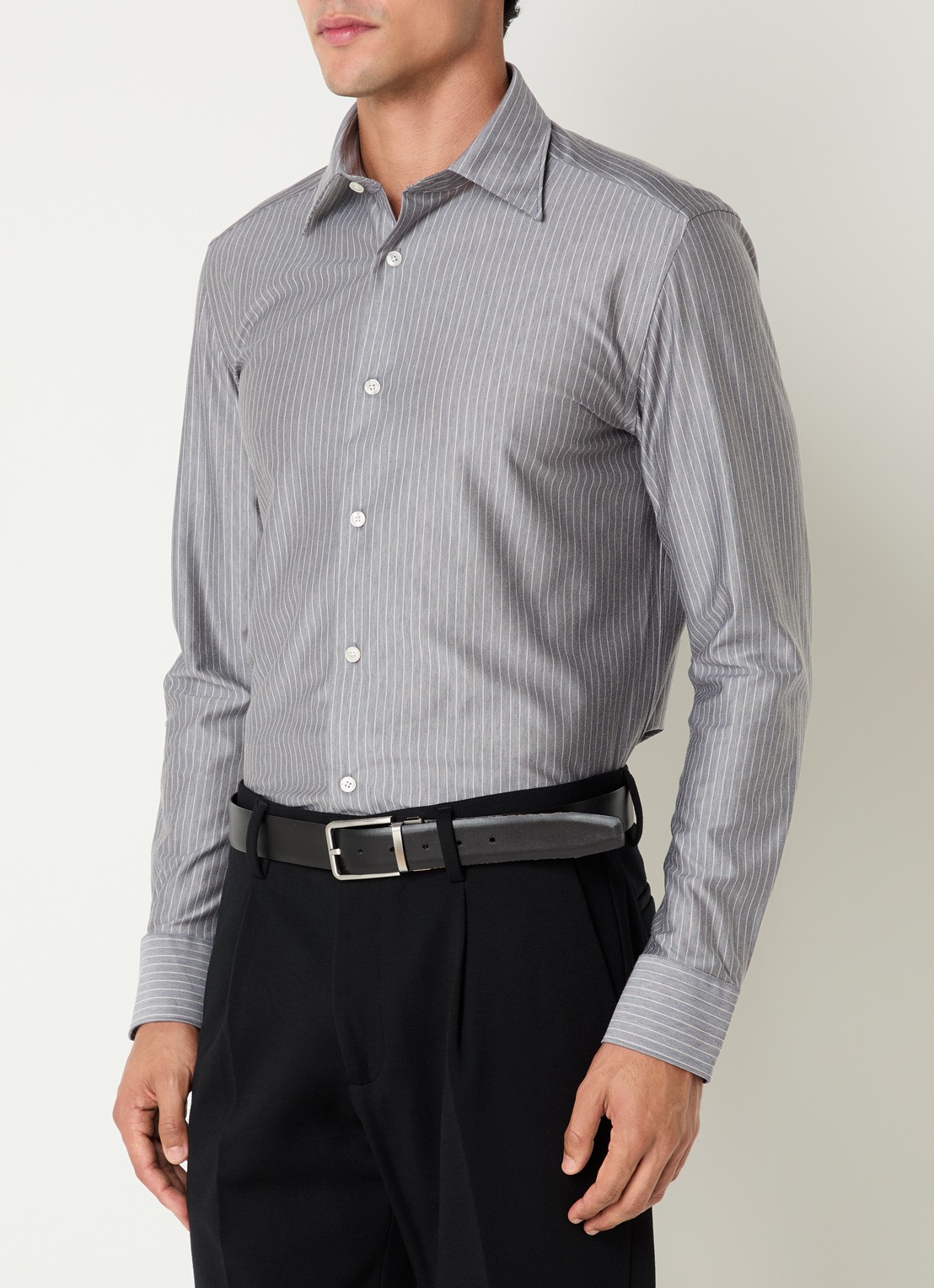 Boggi Milano Regular fit overhemd met streepprint - detail 3 donkerblauw
