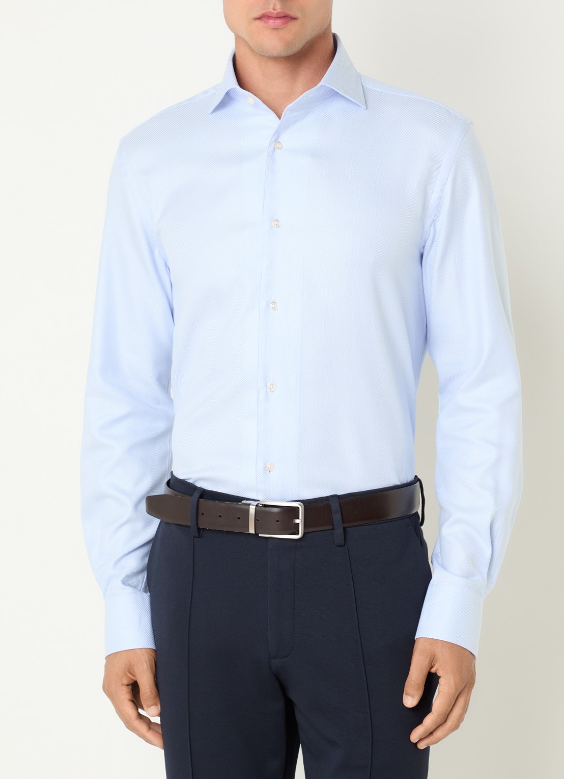 Boggi Milano Regular fit overhemd met streepprint - detail lichtblauw