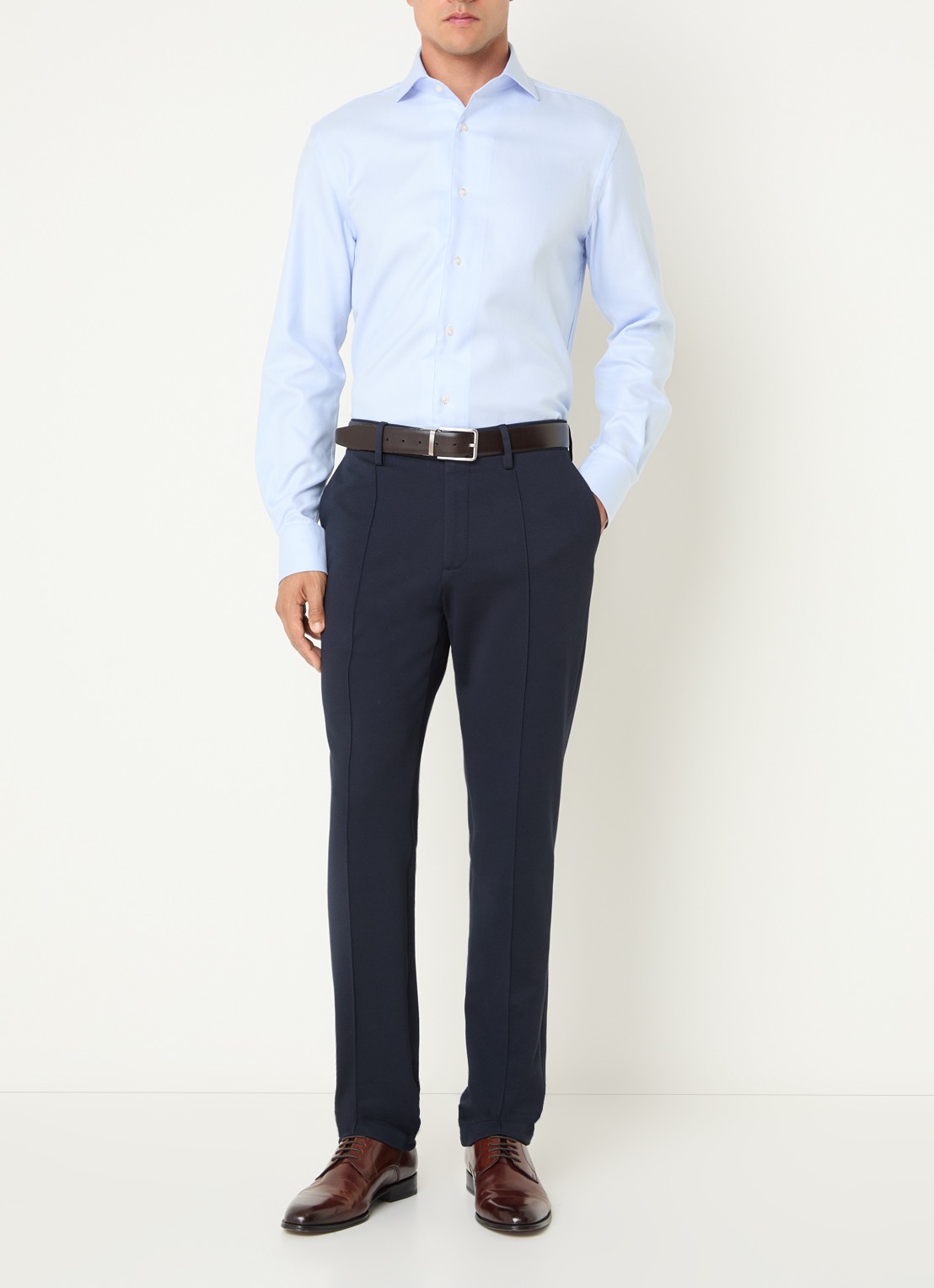 Boggi Milano Regular fit overhemd met streepprint - voorkant 3 lichtblauw