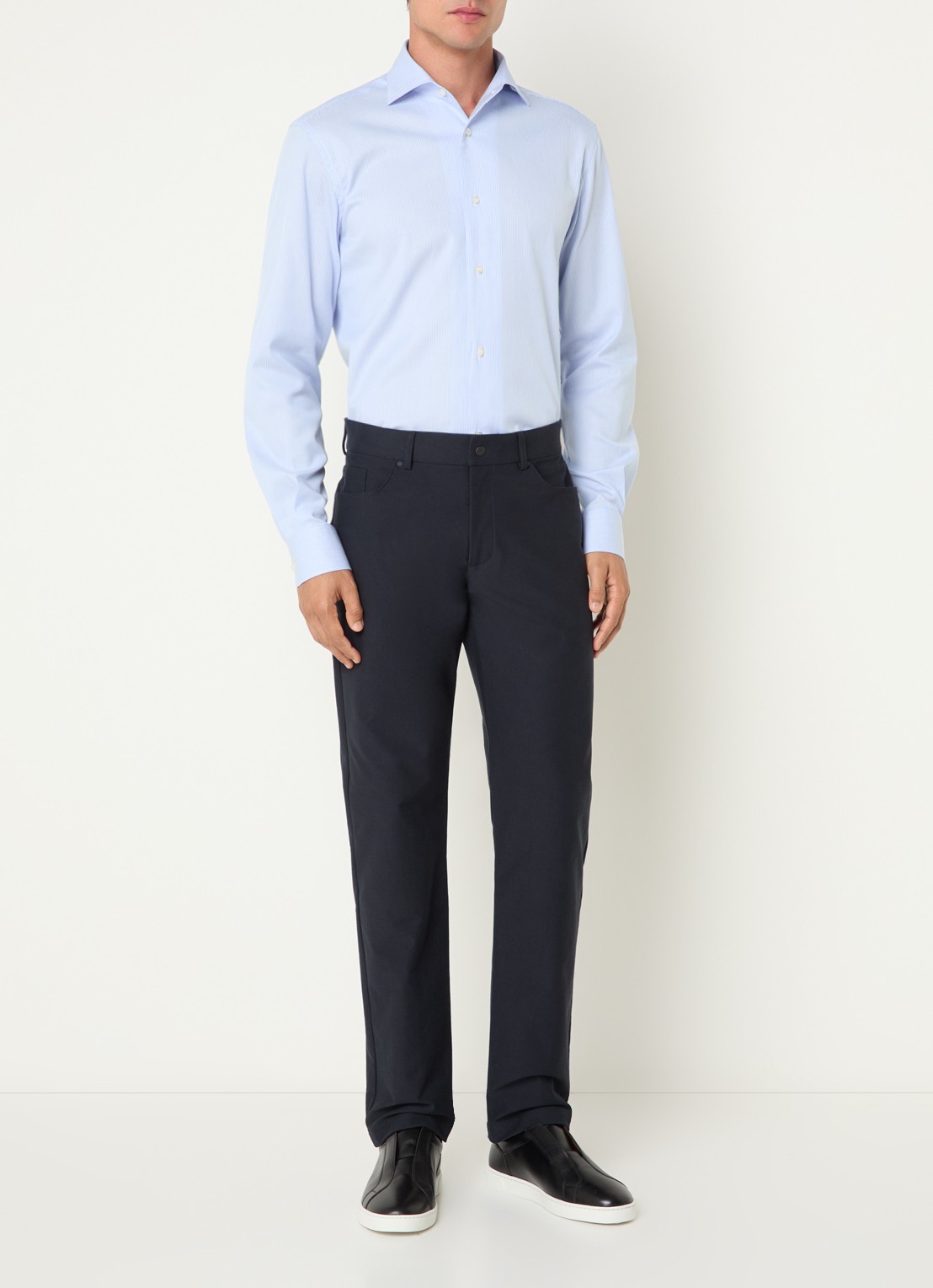 Boggi Milano Regular fit overhemd met streepprint - voorkant 3 lichtblauw