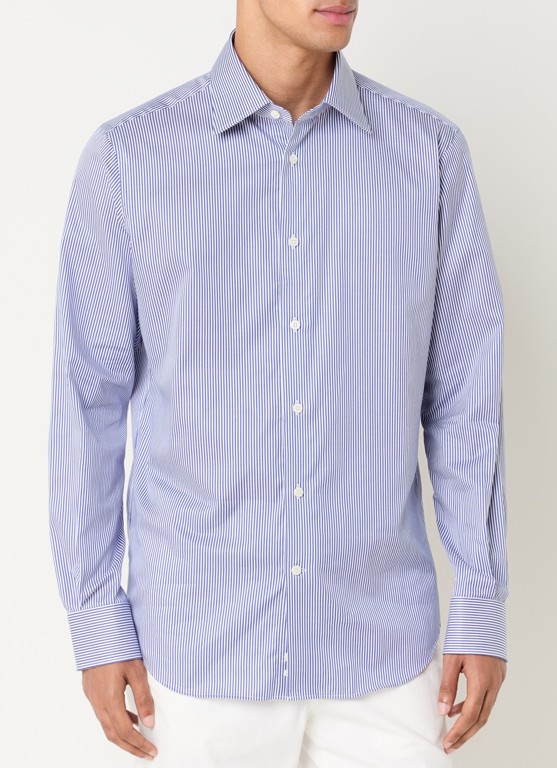 Boggi Milano Regular fit overhemd met streepprint - detail 4 blauw