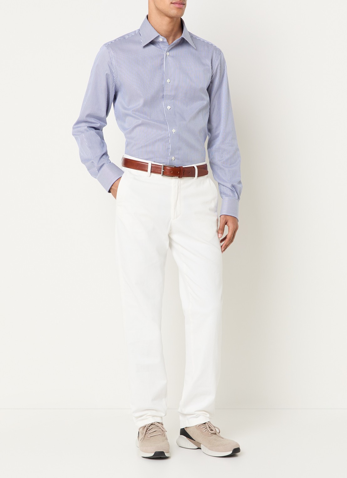 Boggi Milano Regular fit overhemd met streepprint - voorkant 3 blauw