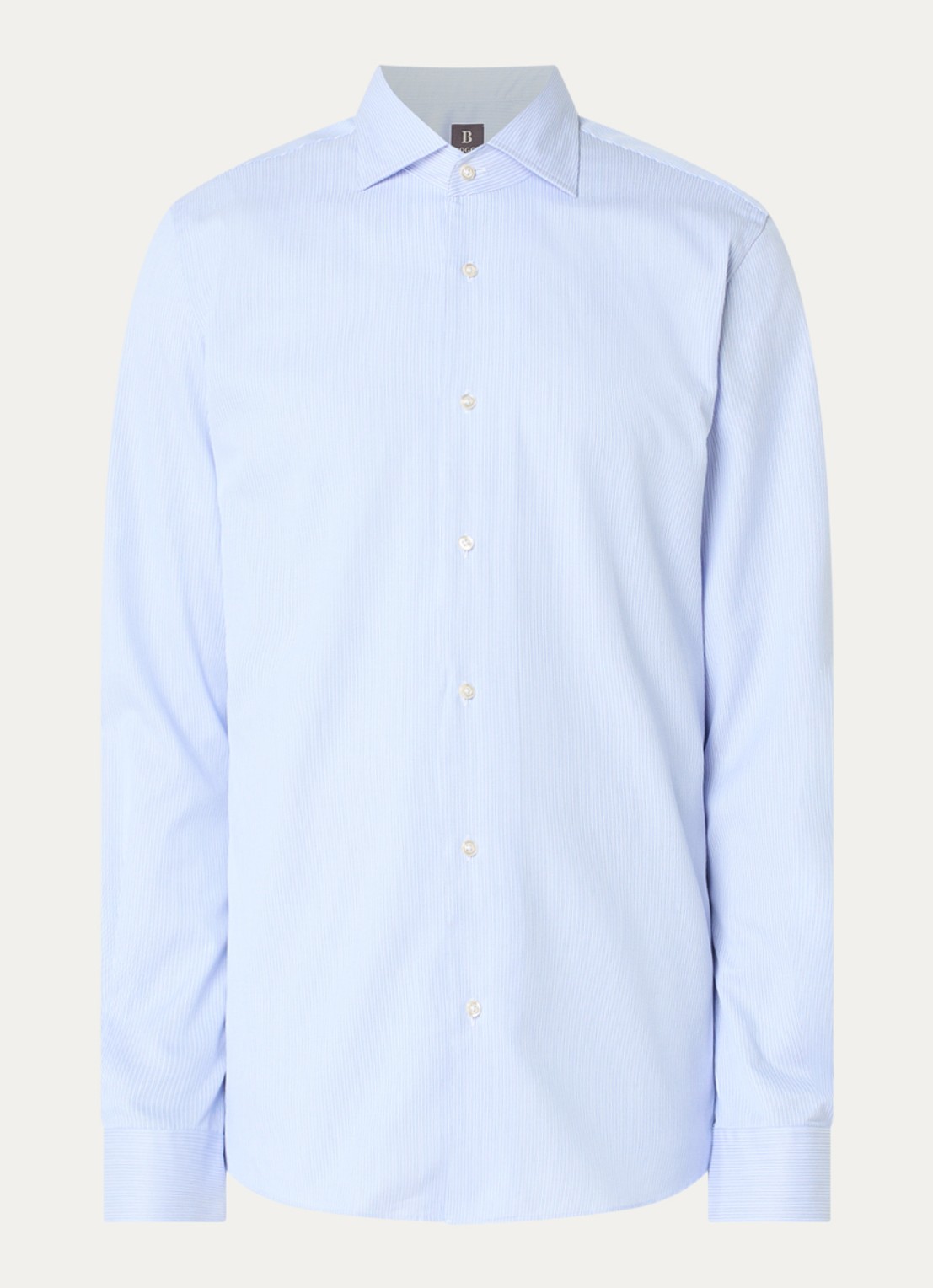 Boggi Milano Regular fit overhemd met streepprint - voorkant 2 lichtblauw