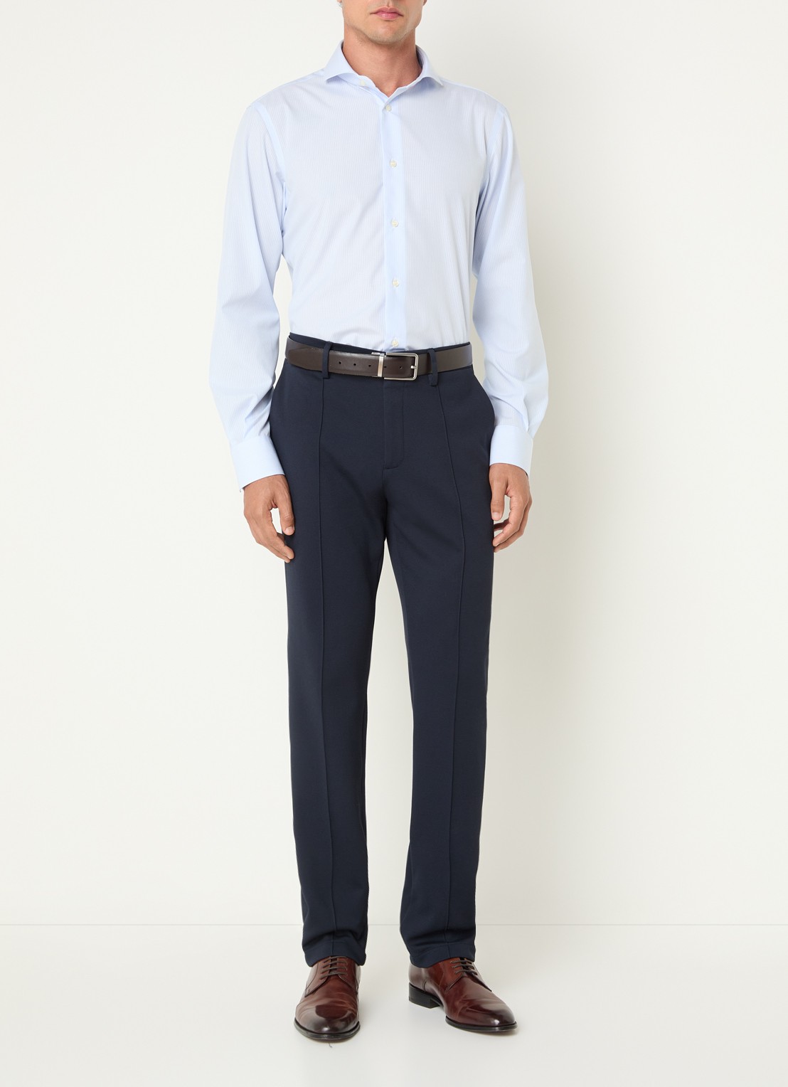 Boggi Milano Regular fit overhemd met streepprint - voorkant 3 lichtblauw