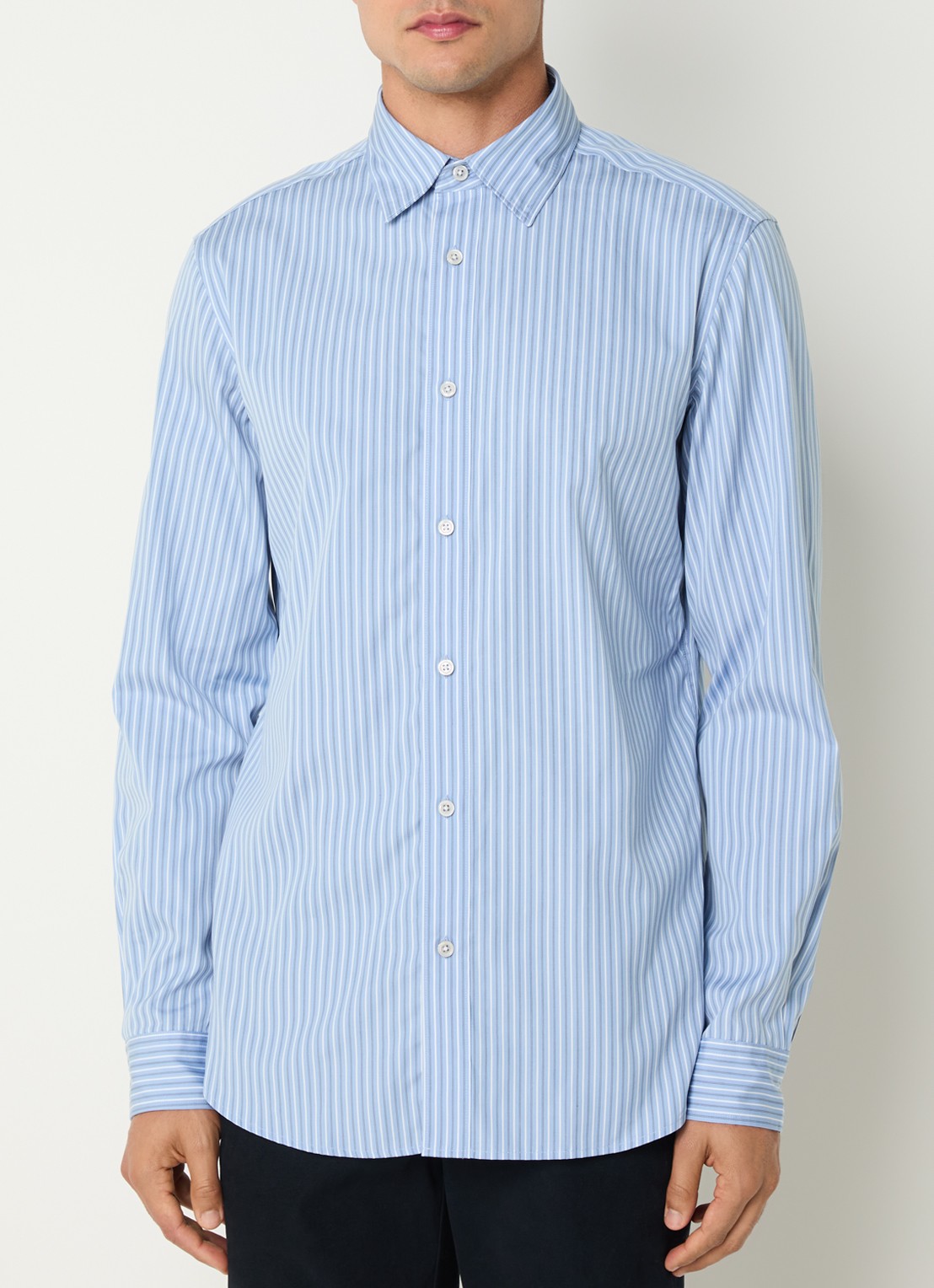 Boggi Milano Regular fit overhemd met streepprint - detail 3 blauw