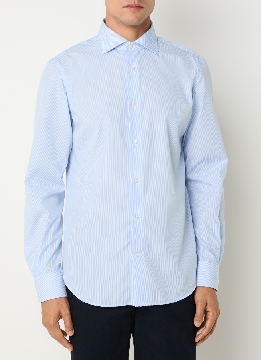 Boggi Milano Regular fit overhemd met streepprint - detail blauw