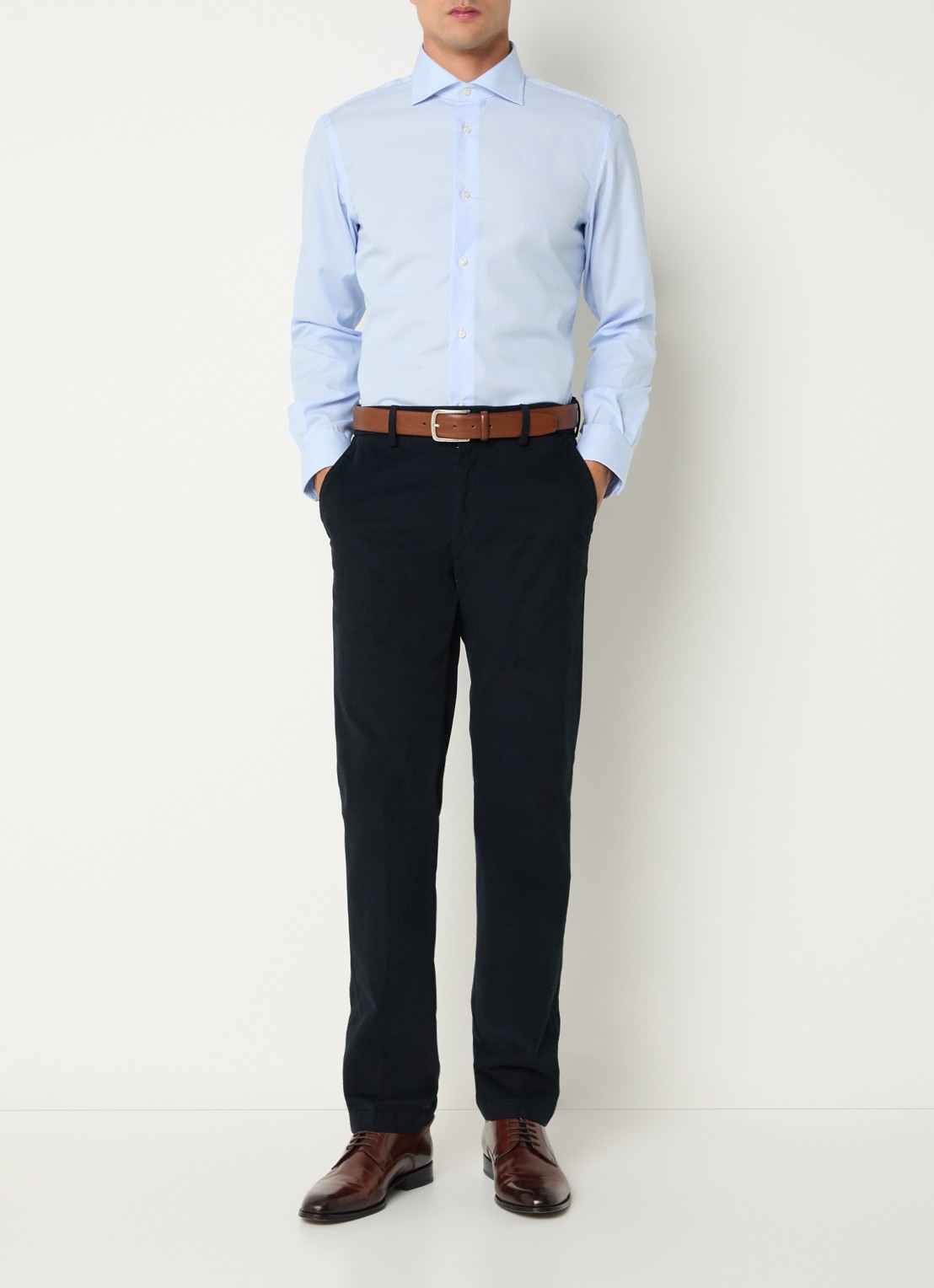 Boggi Milano Regular fit overhemd met streepprint - voorkant 3 blauw