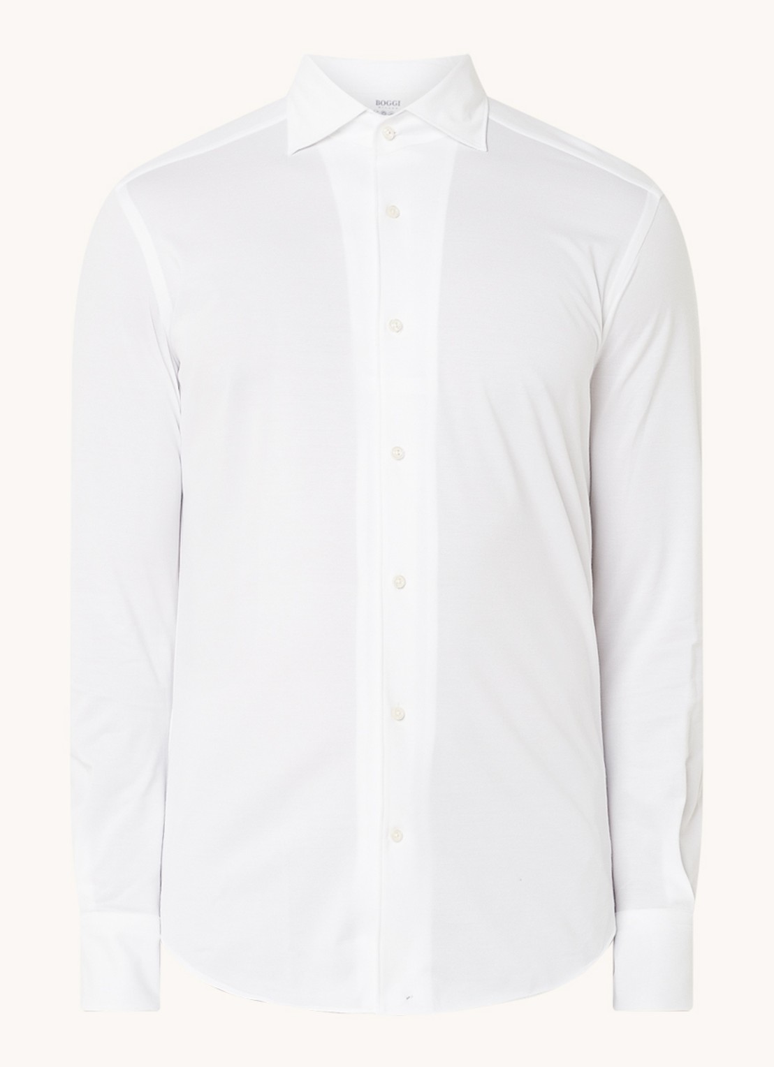 Boggi Milano Regular fit overhemd met stretch  - voorkant 2 wit