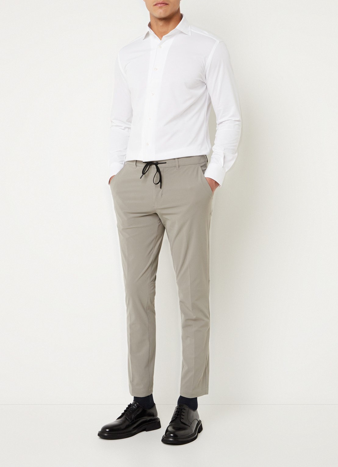 Boggi Milano Regular fit overhemd met stretch  - voorkant 3 wit