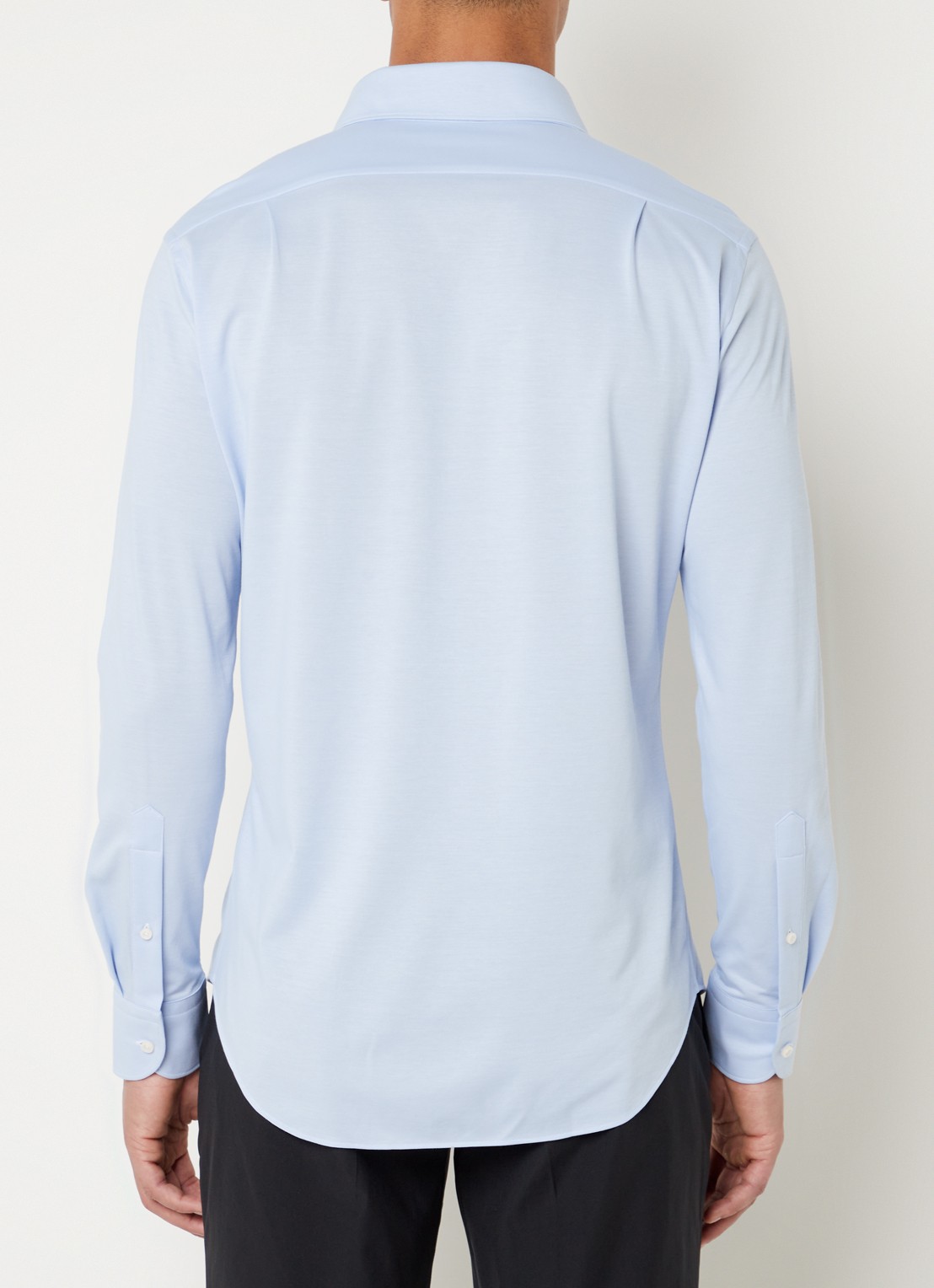 Boggi Milano Regular fit overhemd met stretch  - achterkant lichtblauw