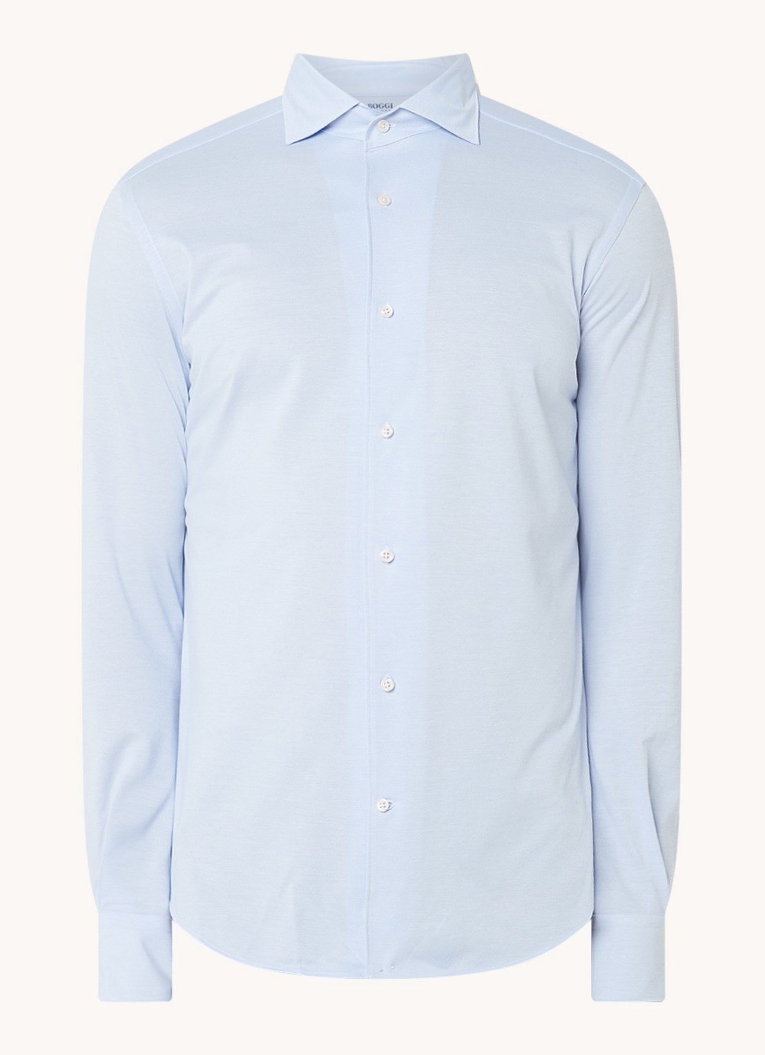Boggi Milano Regular fit overhemd met stretch  - voorkant 2 lichtblauw