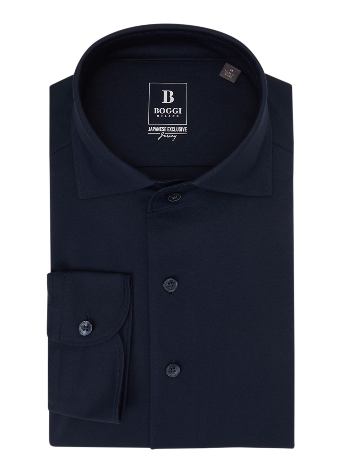 Boggi Milano Regular fit overhemd met stretch - voorkant 3 donkerblauw