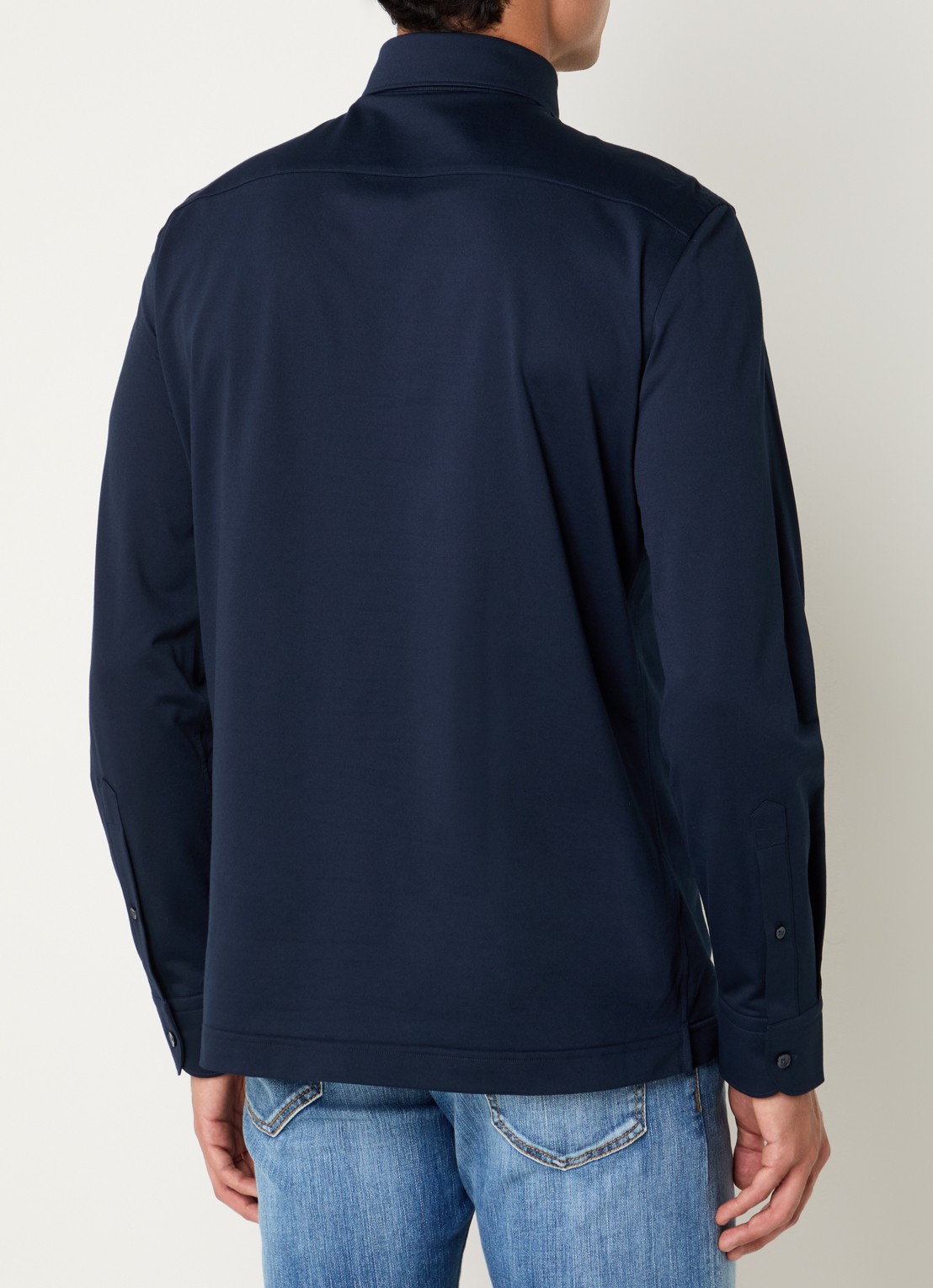 Boggi Milano Regular fit overhemd met stretch - achterkant donkerblauw