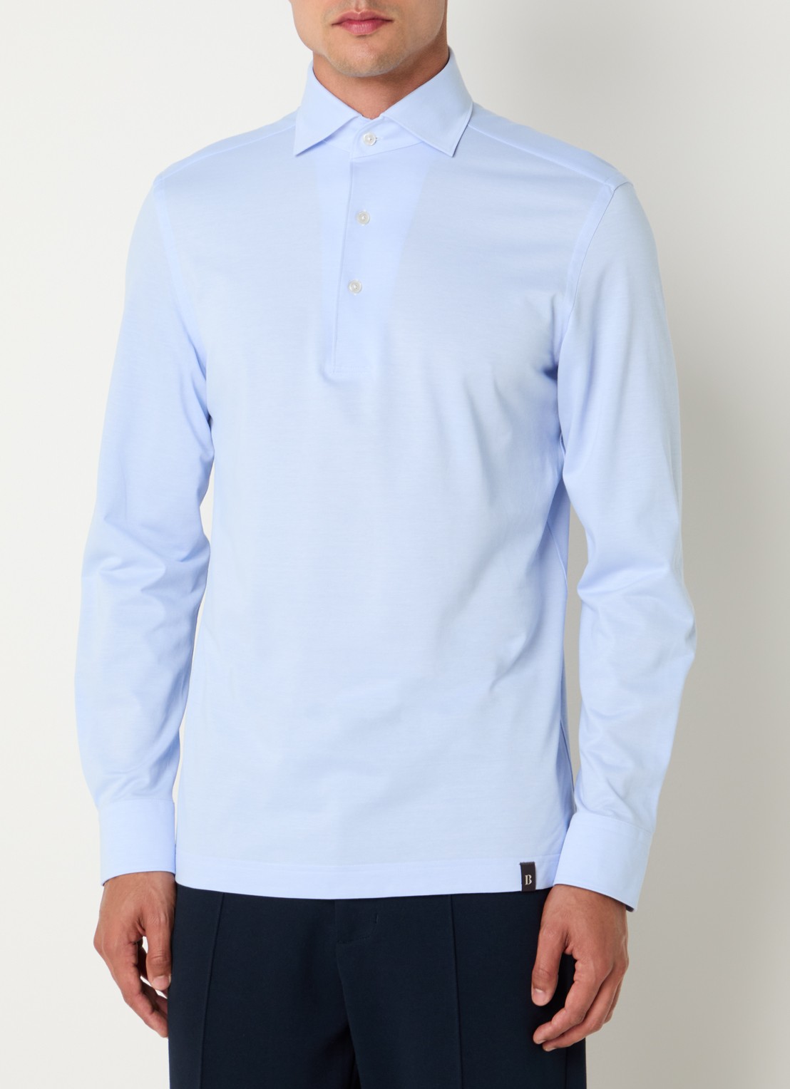 Boggi Milano Regular fit overhemd met stretch - detail lichtblauw