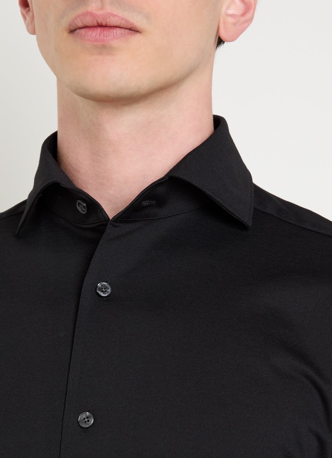 Boggi Milano Regular fit overhemd met stretch - detail 5 zwart